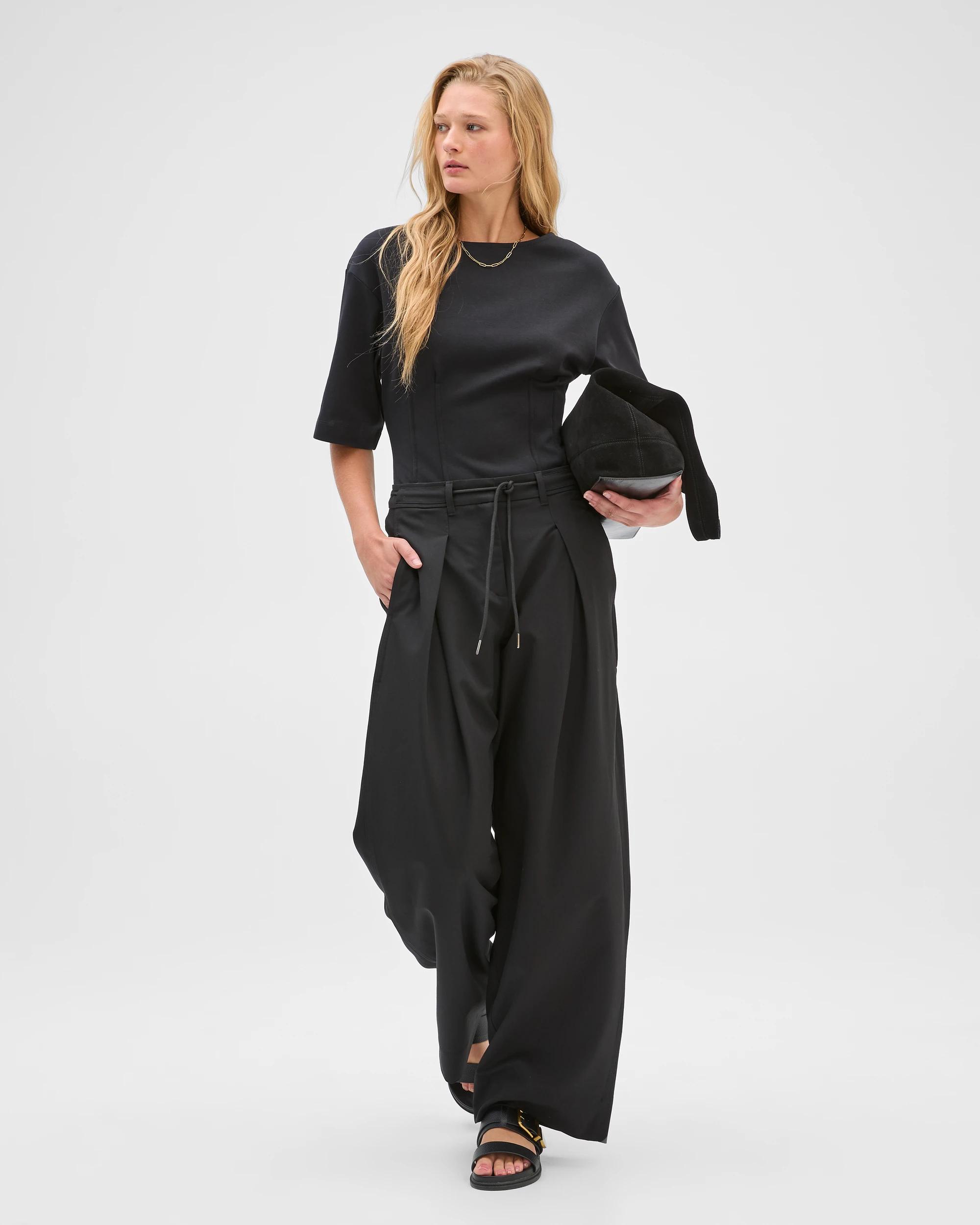 1 Preview Wide Barrel Leg Pants BLACK, 1 of 9