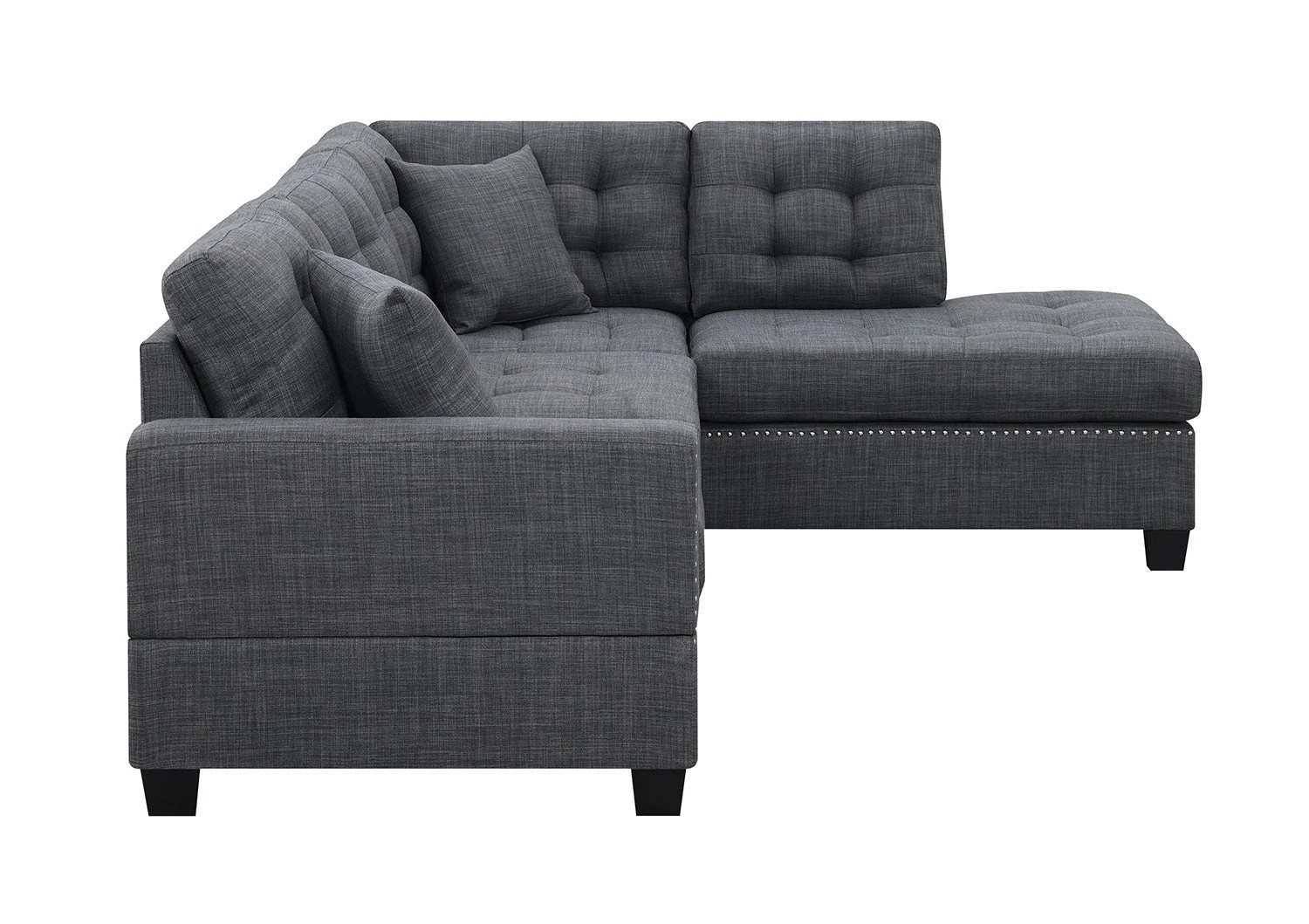 7 Foret 263cm L Shape Fabric Corner Sofa Chaise Lounge 4/5 Seater Dark Grey, 7 of 8