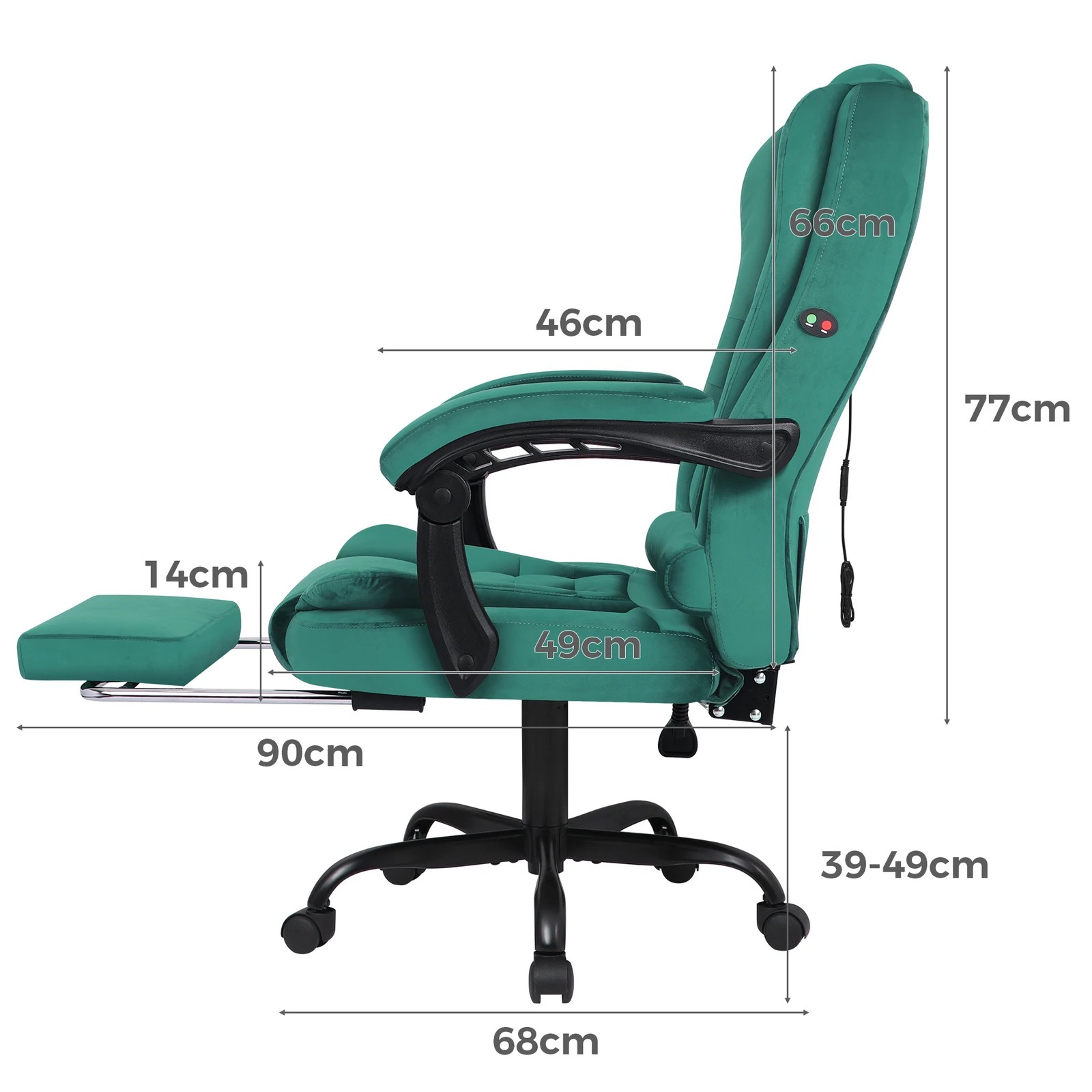 4 Alfordson Massage Office Chair Footrest Executive Gaming Racing Velvet Seat - Green, 4 of 10