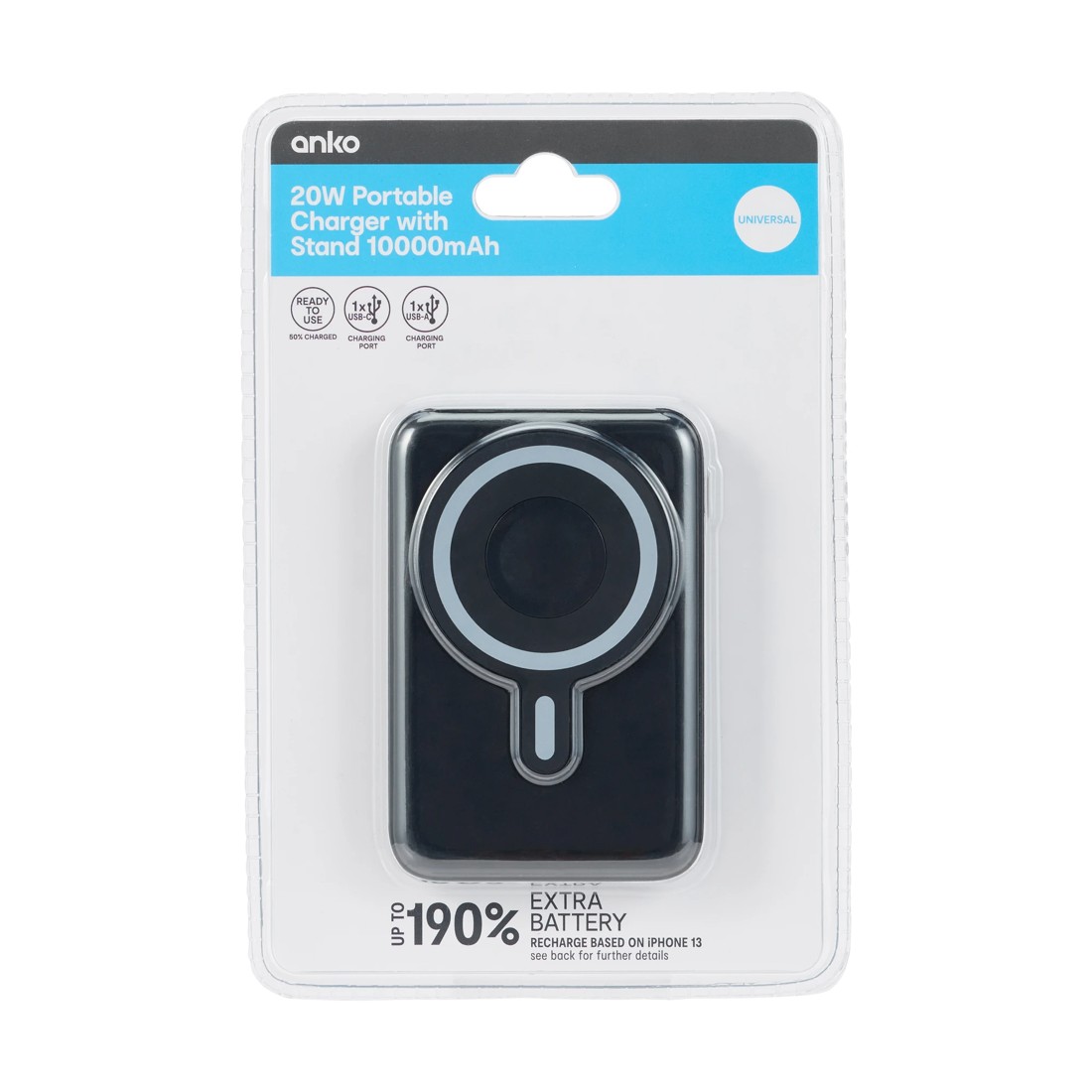 9 10000mAh Portable Charger with Stand - Black, 9 of 10