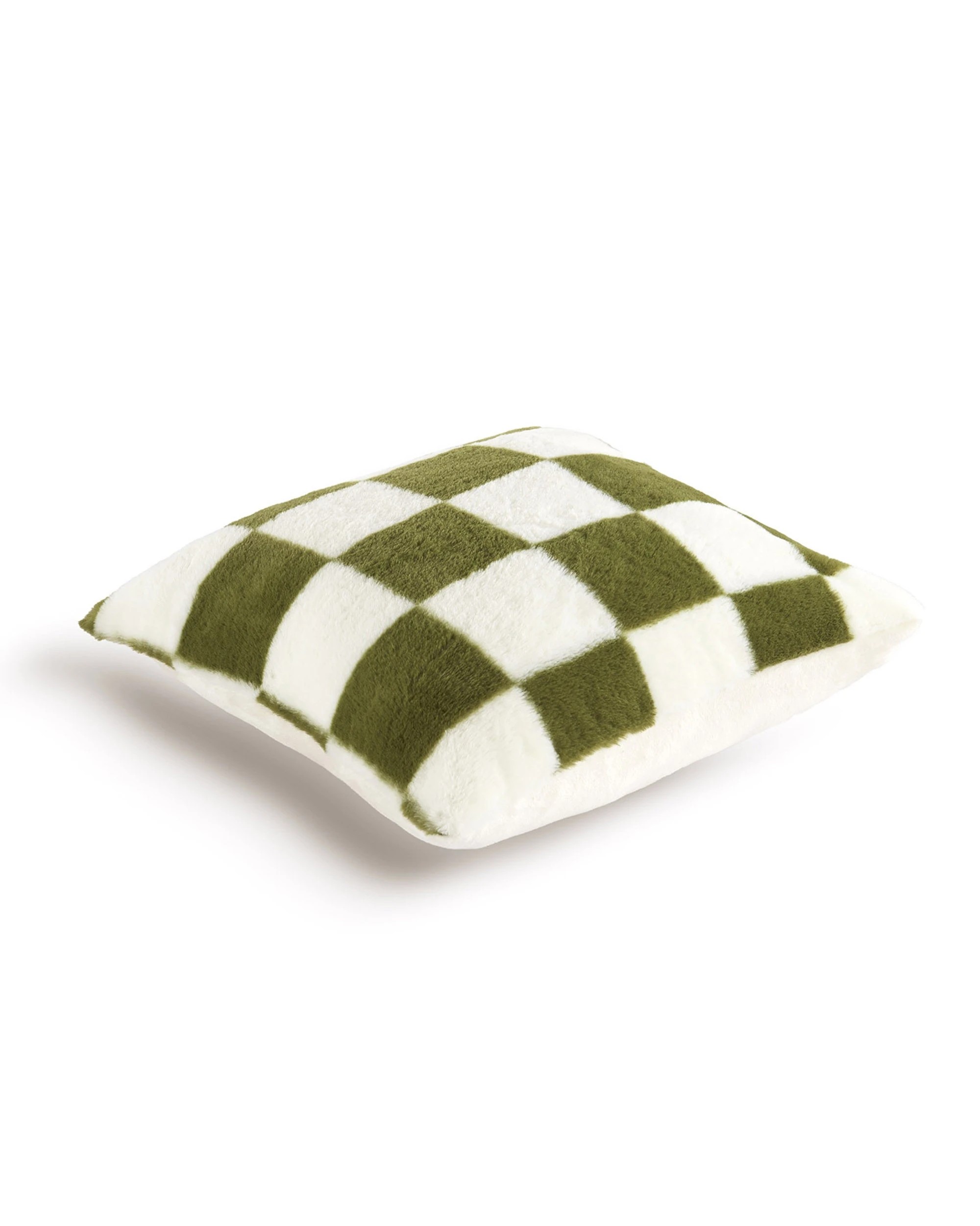 3 Dreamaker Checkered Plush Cushion 50x50cm - Olive and Cream, 3 of 6