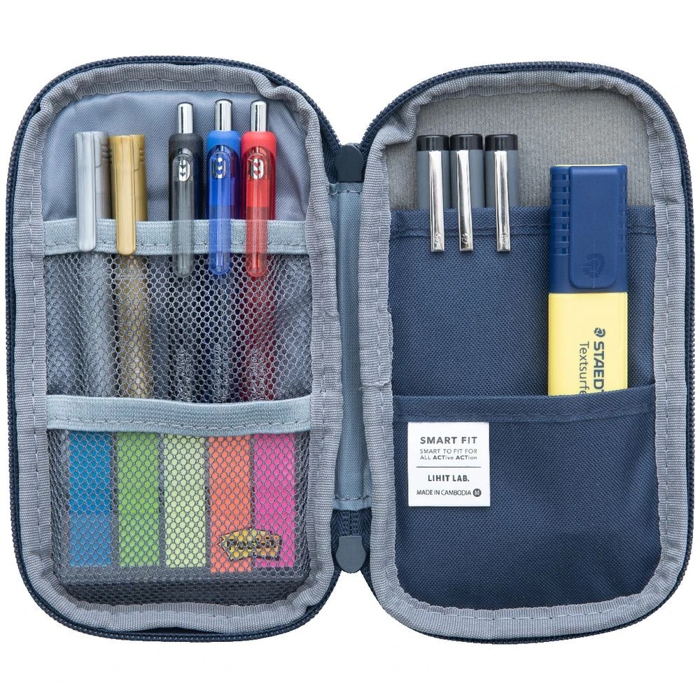 2 Smart Fit Single Zip Compact Pencil Case Navy, 2 of 4