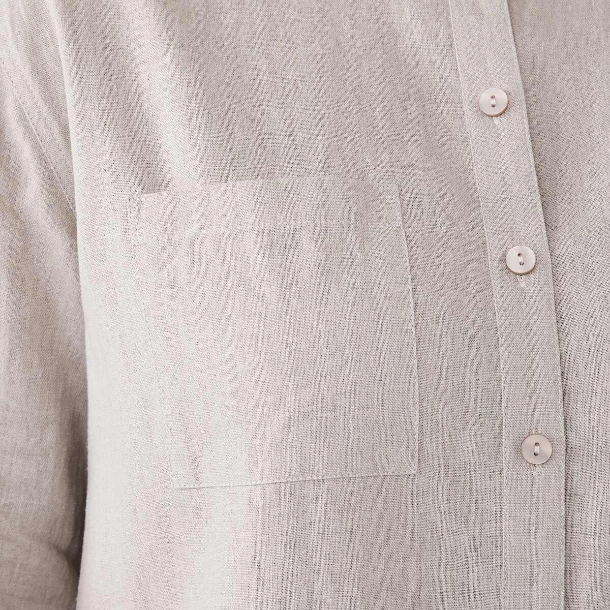 6 Long Sleeve Linen Blend Shirt Grey Taupe, 6 of 7