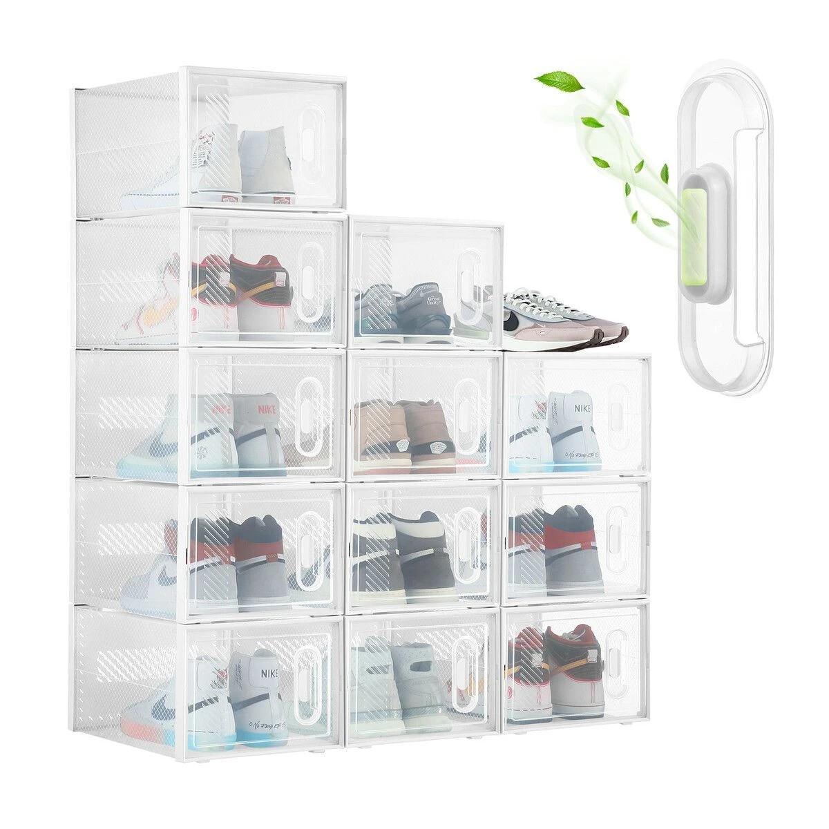 2 LUXSUITE 12PCS Plastic Shoe Boxes Clear Stackable Organiser Transparent Storage Containers Sneaker Display Cases Bins, 2 of 2