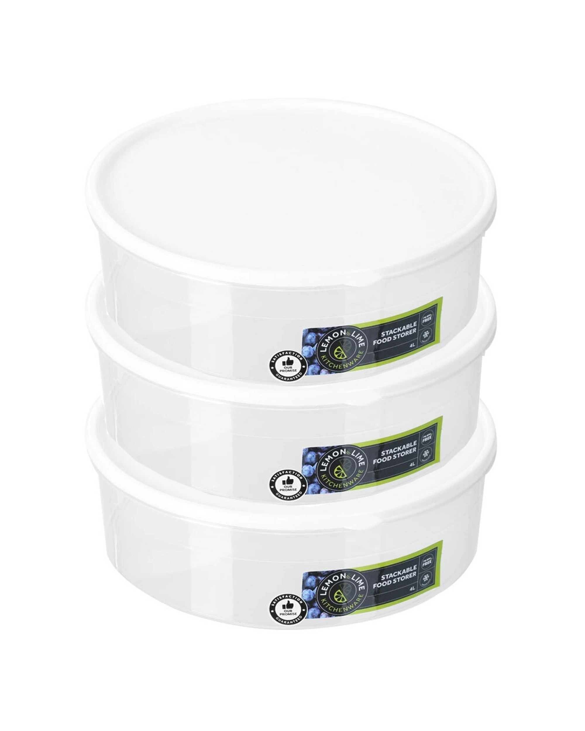 1 Lemon & Lime 3pk Keep Fresh Stackable Food Storer 4L Round BPA Free - Clear, 1 of 4