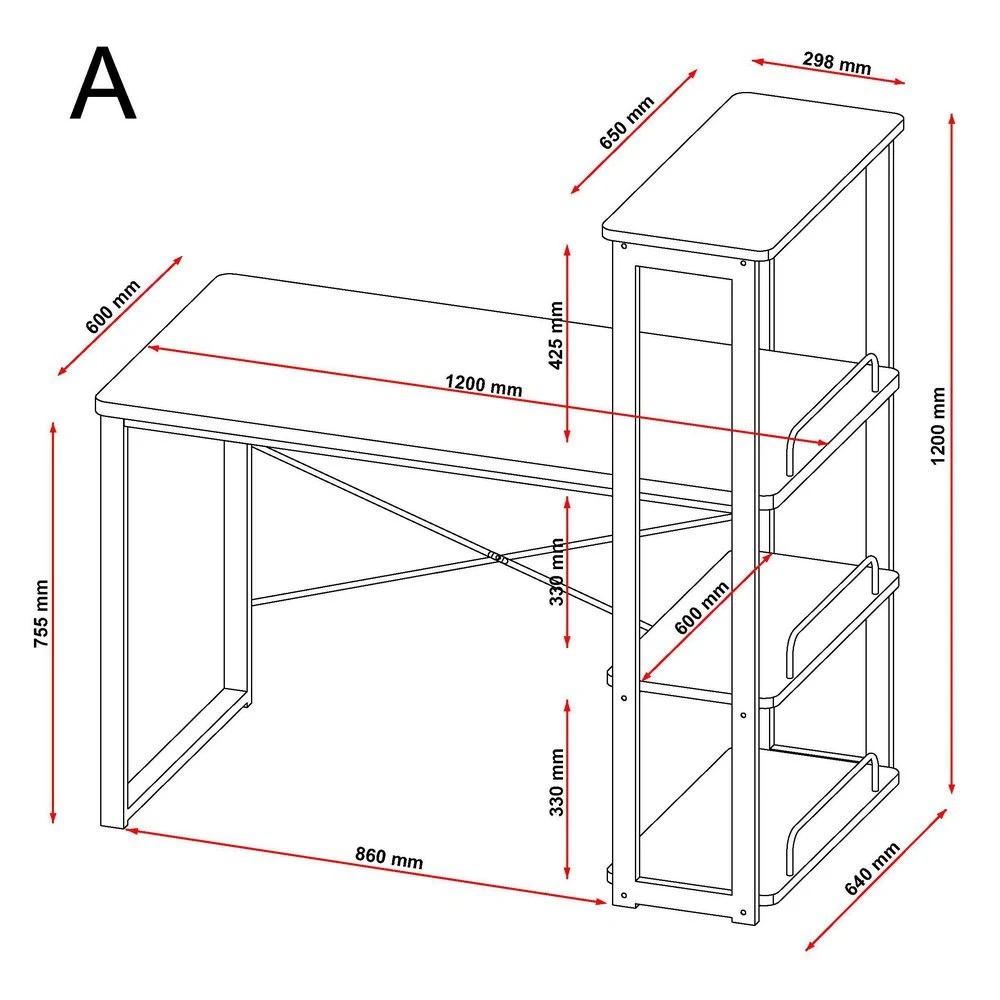 7 Otto Arundale Side Shelf Desk 1200mm Black/Oak Desks, Tables and Workstations, 7 of 8
