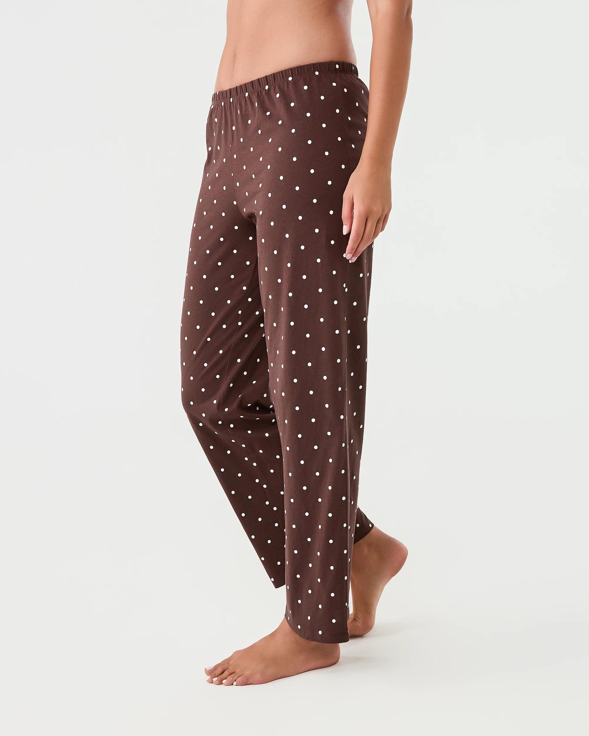 2 Cotton Print Knit Pants Dots Choc, 2 of 4