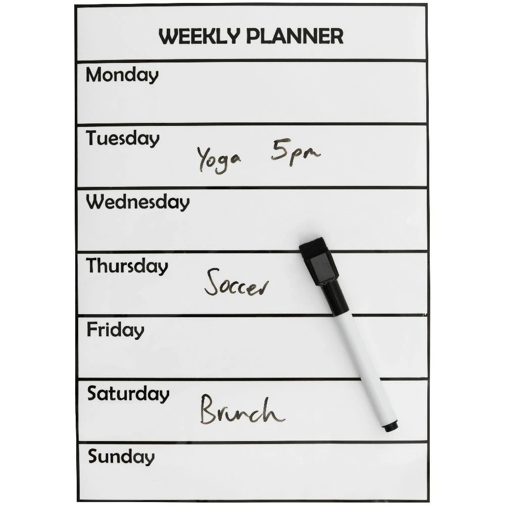 4 Otto A4 Magnetic Dry Erase Weekly Planner Black, 4 of 4