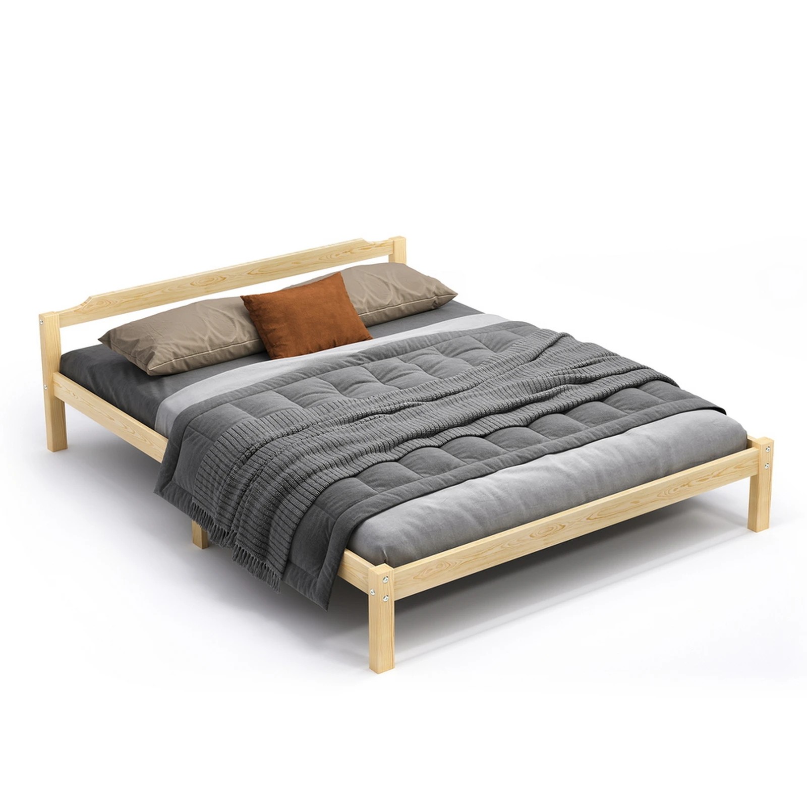 1 Alfordson Bed Frame Wooden Timber Queen Size Mattress Base Platform Beatrix - Natural, 1 of 10