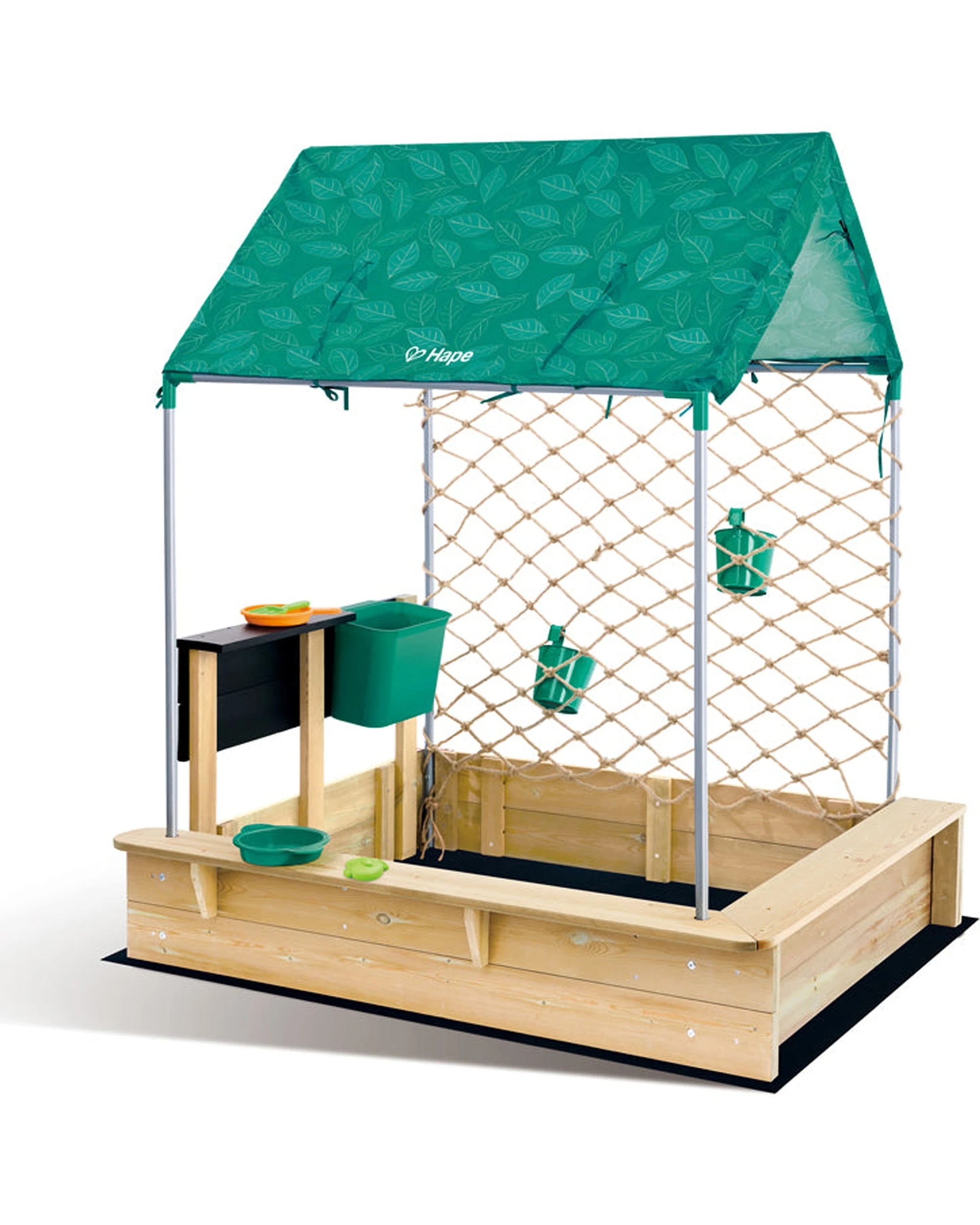 1 Hape Kids Sandbox Cabana Play Kit Sandpit Kitchen Easel Sunshade - Green, 1 of 3