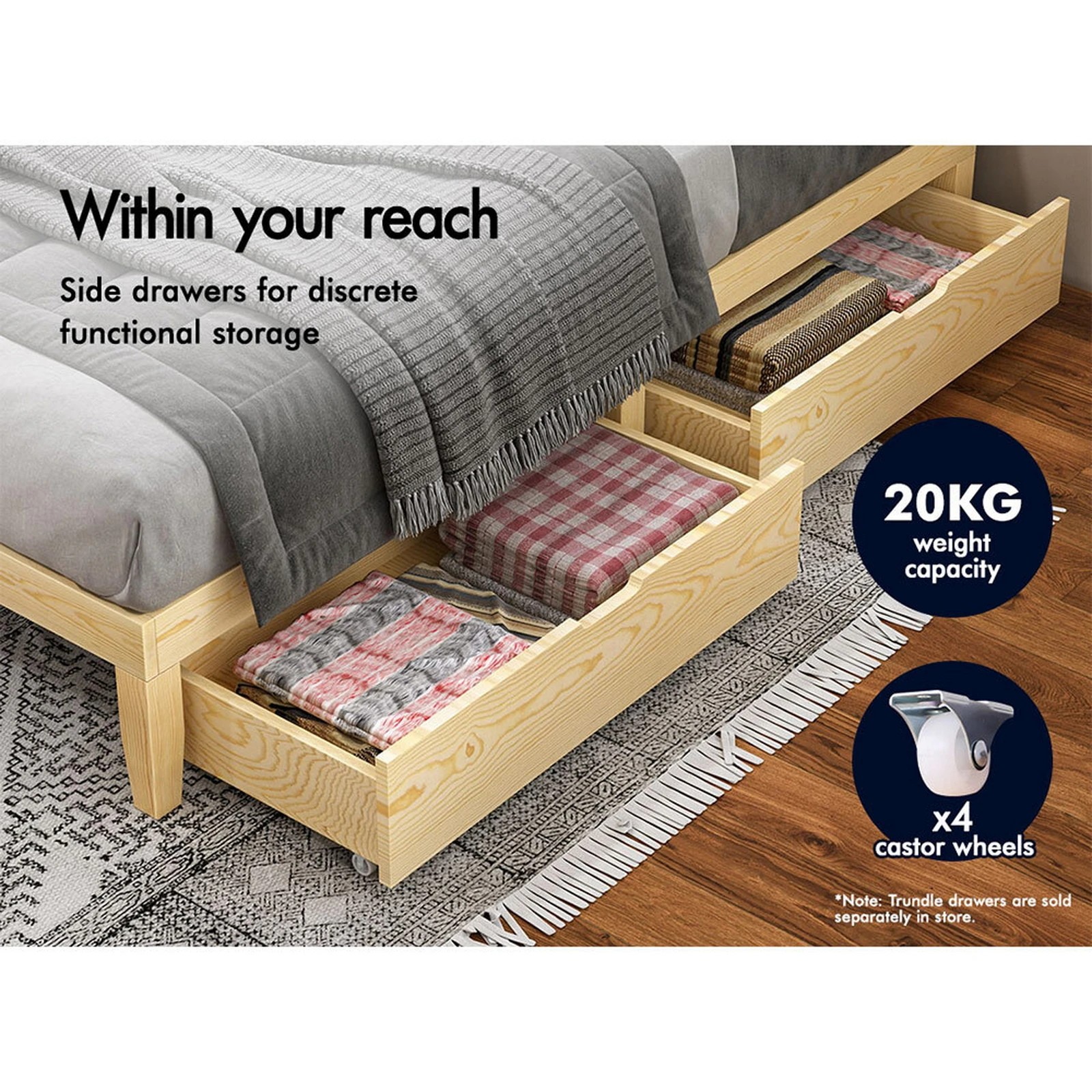 10 Alfordson Bed Frame Wooden Timber Double Size Mattress Base Platform Pramod - Natural, 10 of 10