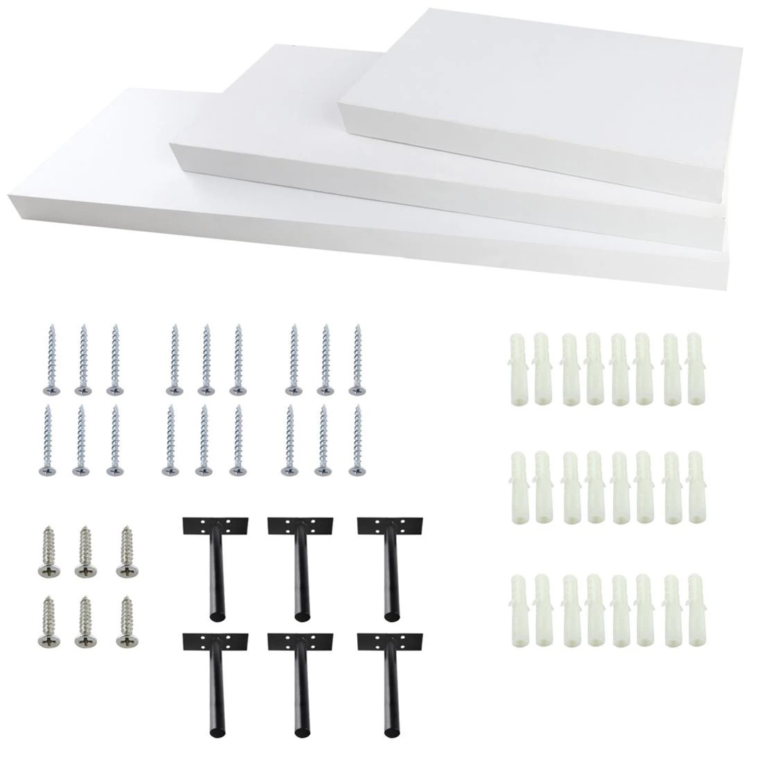 9 Artiss Floating Wall Shelf Set of 3 - White, 9 of 10