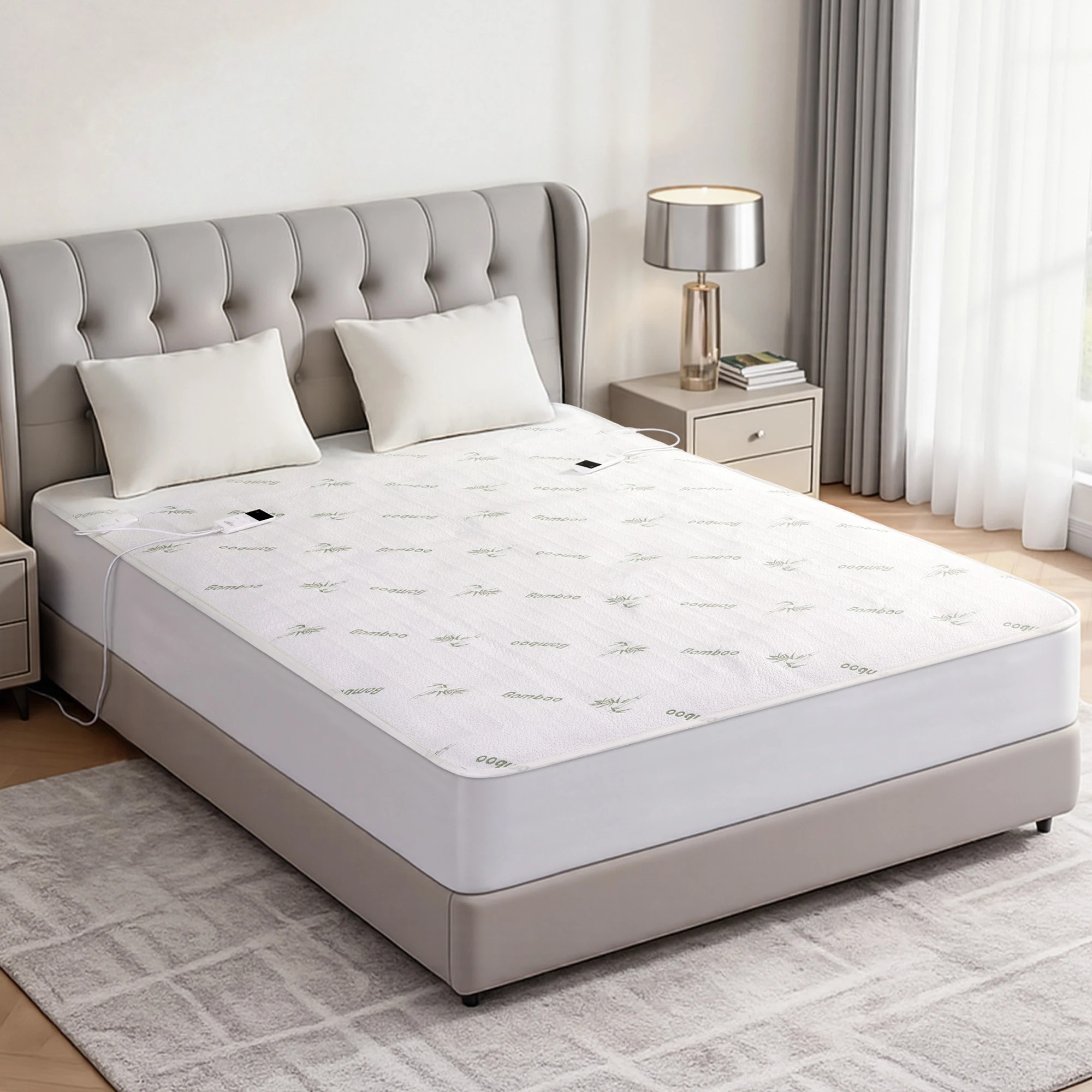 5 Giselle Bedding Giselle Electric Blanket Bamboo Fabric King Fitted Heated Pad Underlay Washable - King Bed - White, 5 of 10