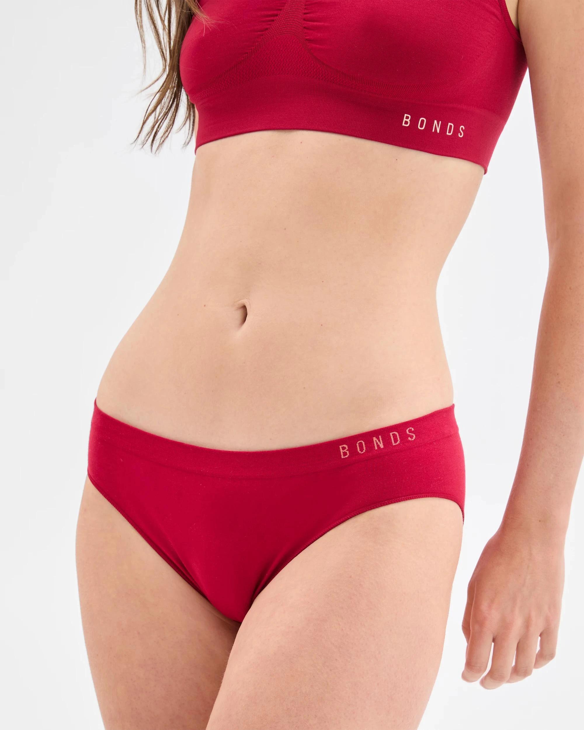 2 Bonds Womens Seamless Bikini Briefs CHERRY WINE, 2 of 4