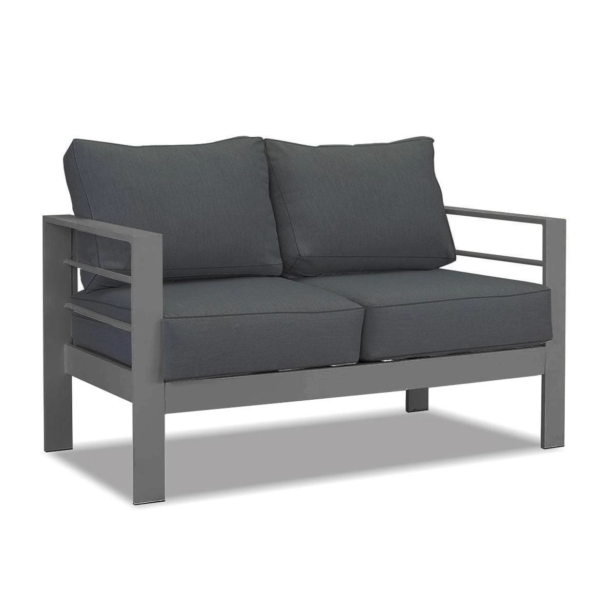 2 Moda Living Paris 4 Piece Charcoal Aluminium Sofa Lounge Set - Dark Grey Cushion - Charcoal, 2 of 7