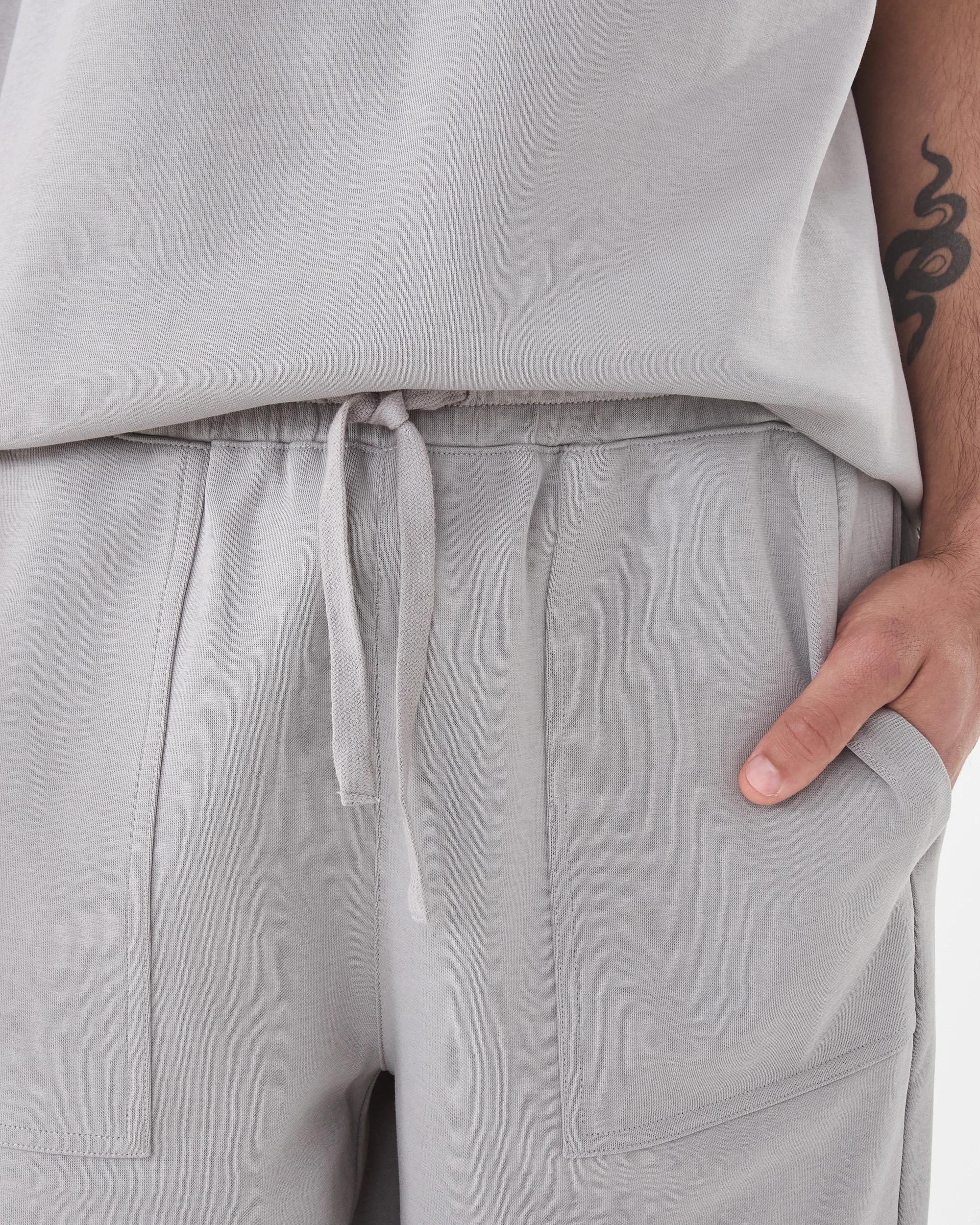 6 Elastic Waist Interlock Knit Shorts Gry Smoke, 6 of 8