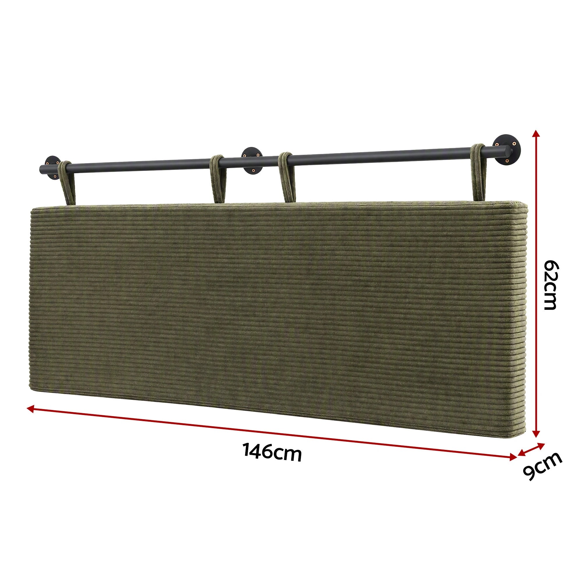 Artiss Wall Mounted Headboard Double Corduroy Upholstered Hanging Bed ...