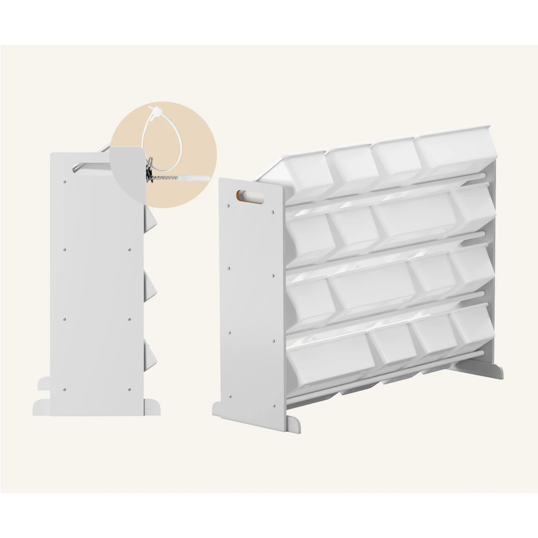 5 Oikiture Kids Toy Box Organiser 16 Bins Display Shelf Removable Drawer - White, 5 of 9