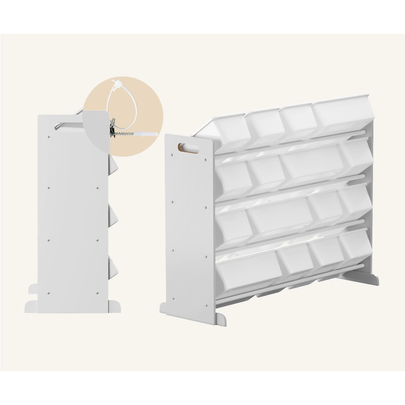 5 Oikiture Kids Toy Box Organiser 16 Bins Display Shelf Removable Drawer - White, 5 of 9