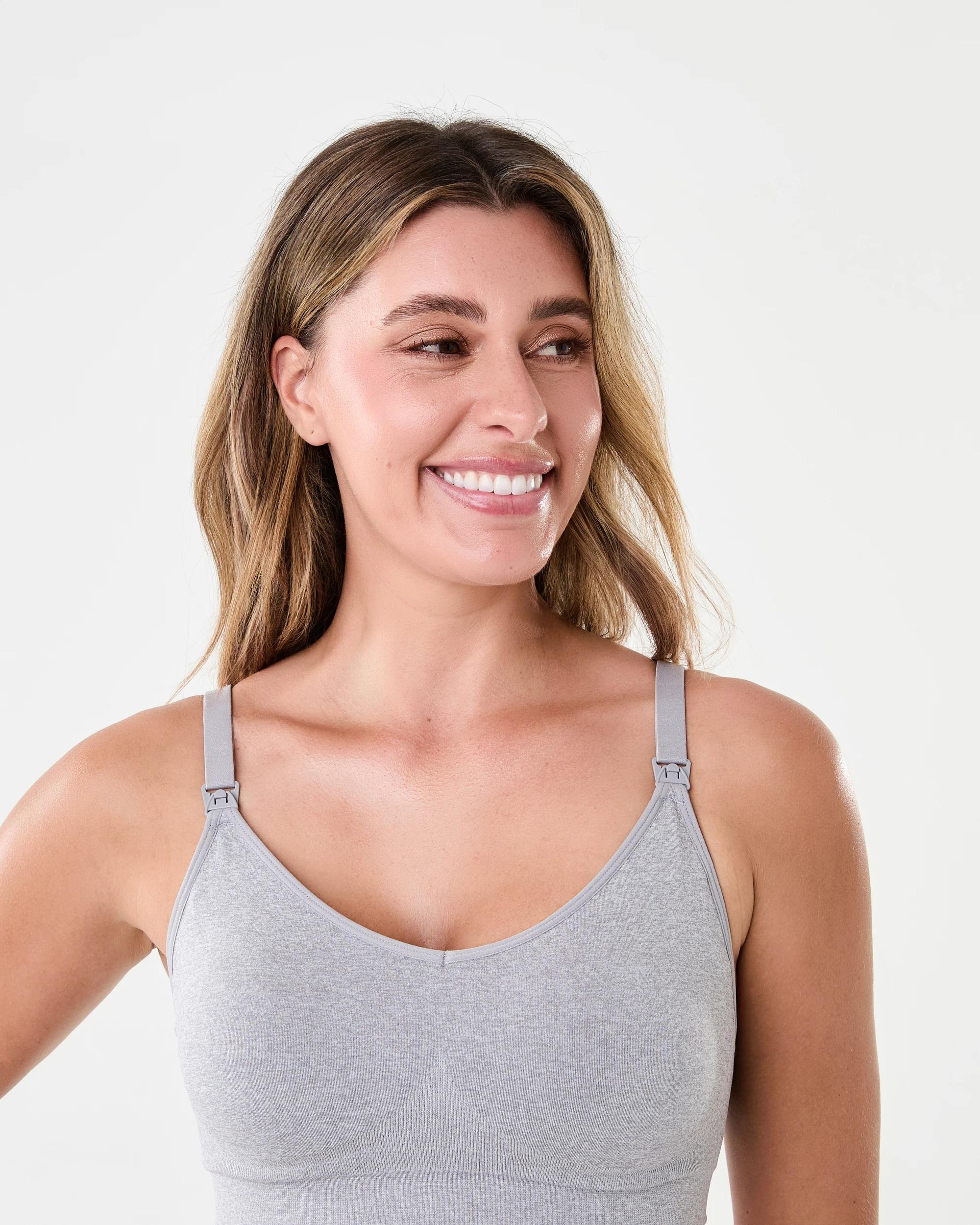 7 2 Pack Maternity Wirefree Seamfree Crop Black, Grey, 7 of 10
