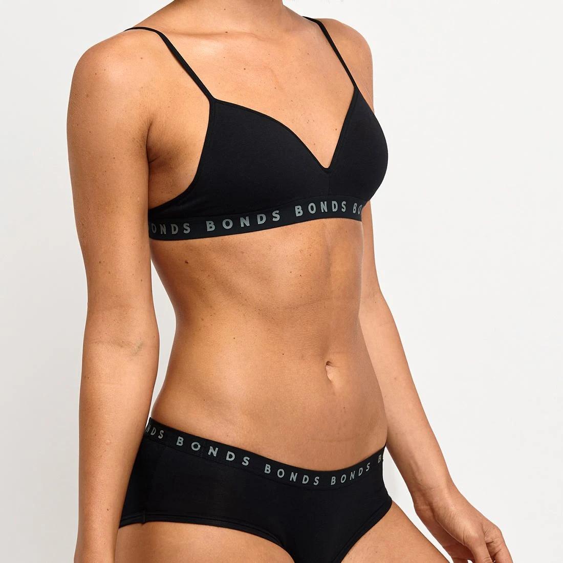 3 Bonds Hipster Flex It Crop Bra — Wirefree, Moulded Cups & Adjustable Straps (black) BLACK, 3 of 3