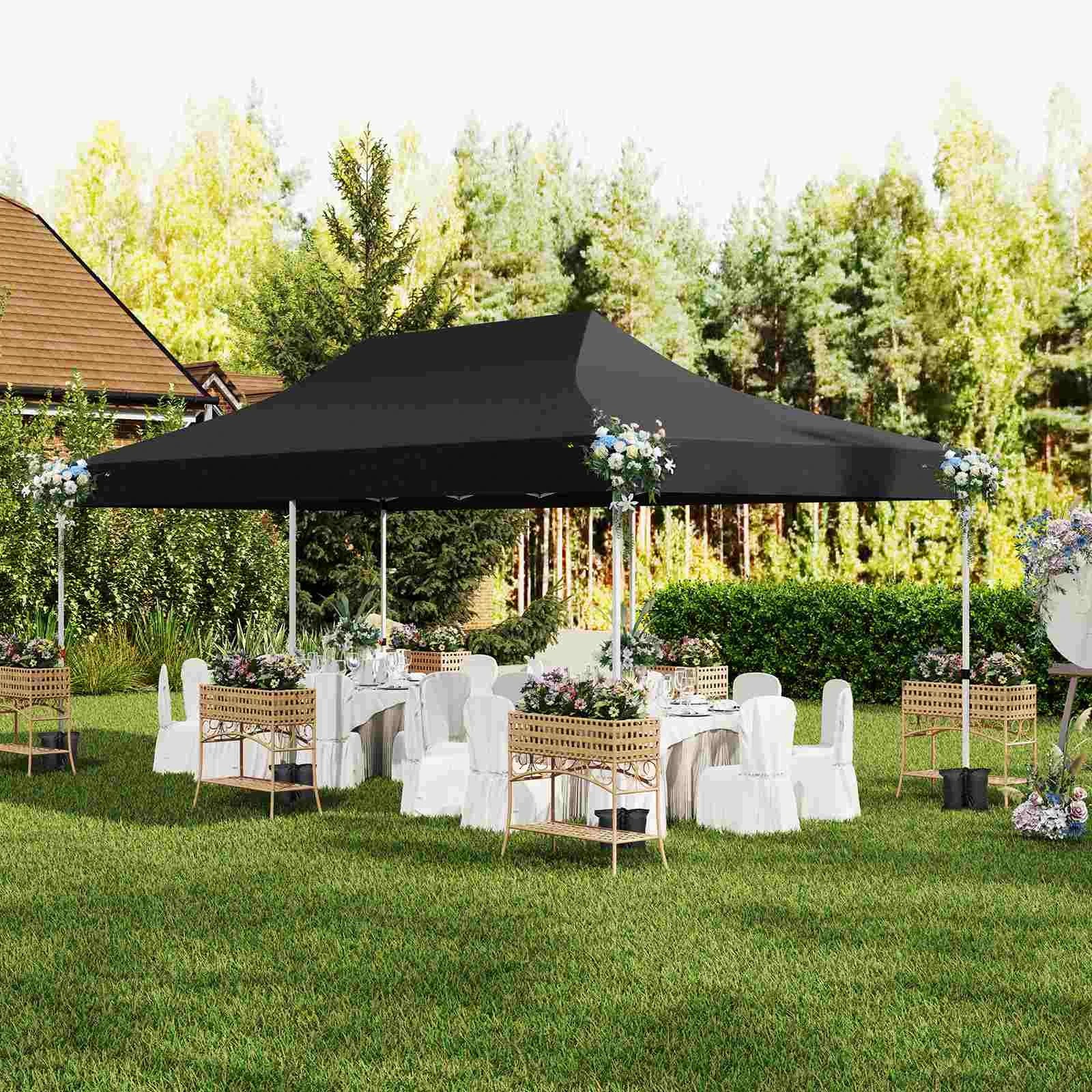 3 Costway Gazebo 3×6m Pop up Marquee UPF50+ Wedding Party Tent Side Wall - Black, 3 of 3
