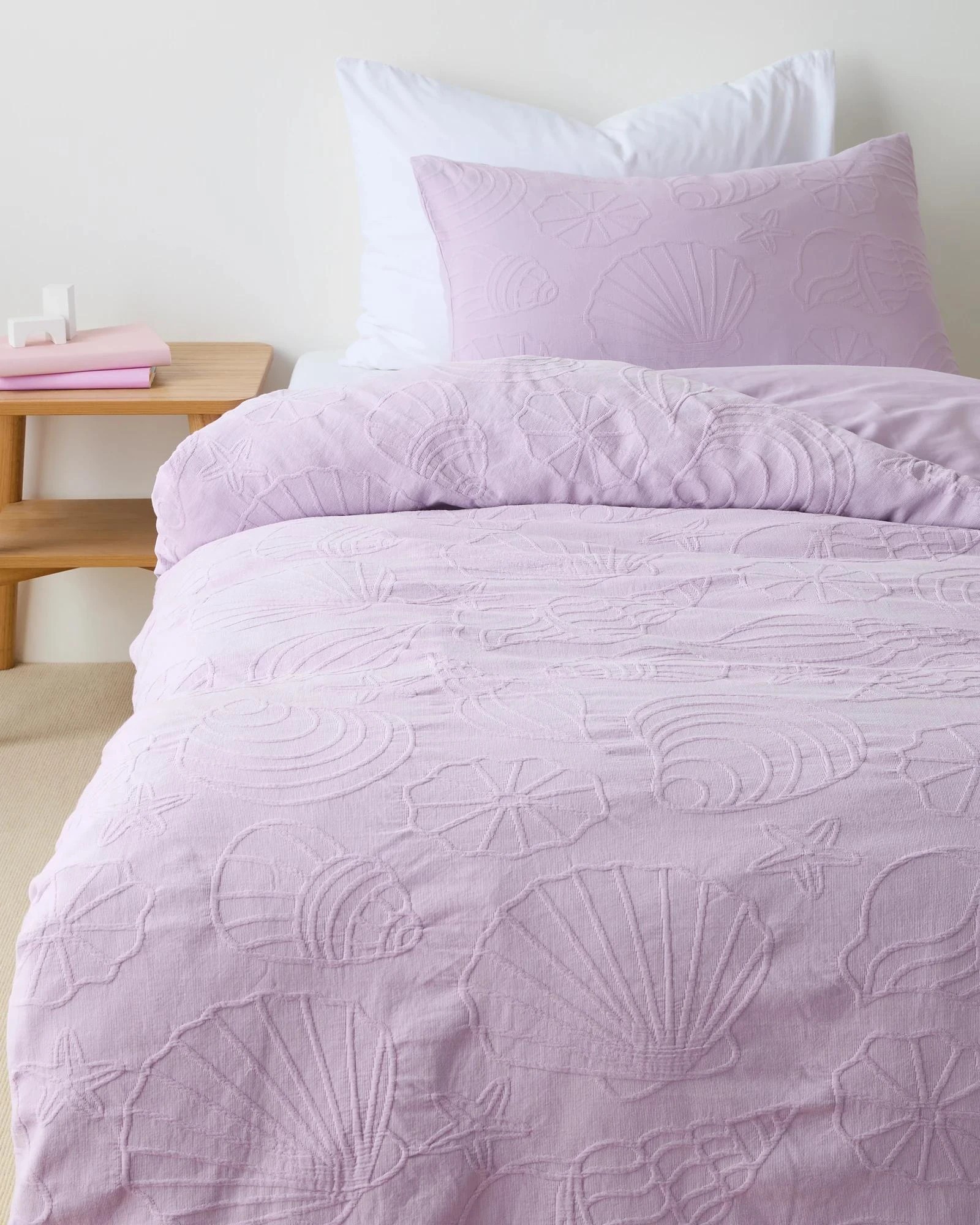 1 Target Elsie Sea Shell Matelasse Australian Cotton Quilt Cover Set - Double Bed - Purple, 1 of 3