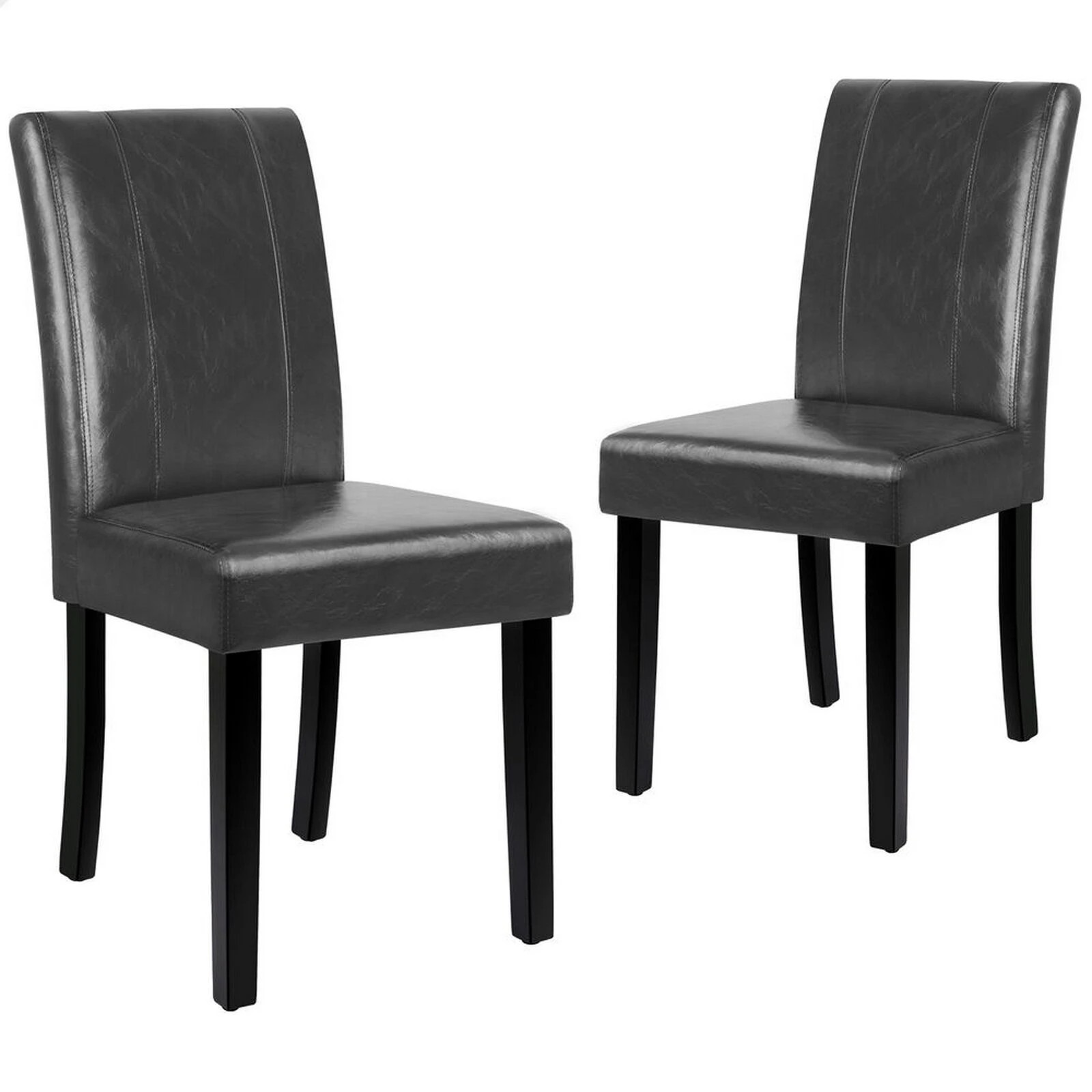 1 Alfordson 2x Dining Chairs Cafe Kitchen Chair High-Back Wooden PU Leather - Grey, 1 of 10