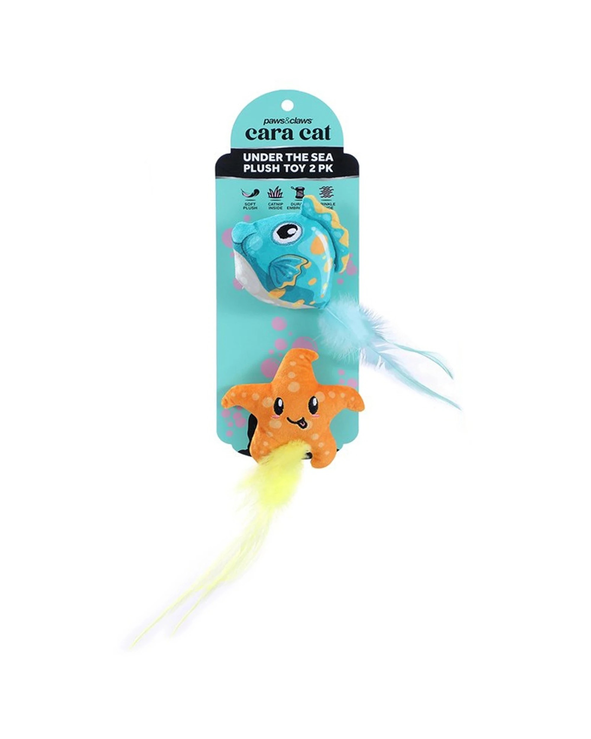 2 Paws & Claws 6x 2pc Cara Pet Cat Sea Life Plush Toy 10x5x5cm - Assorted, 2 of 8