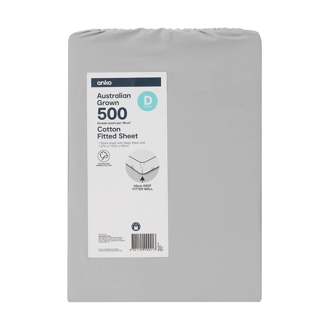 4 500 Thread Count Australian Grown Cotton Fitted Sheet - Double Bed, Silver, 4 of 4