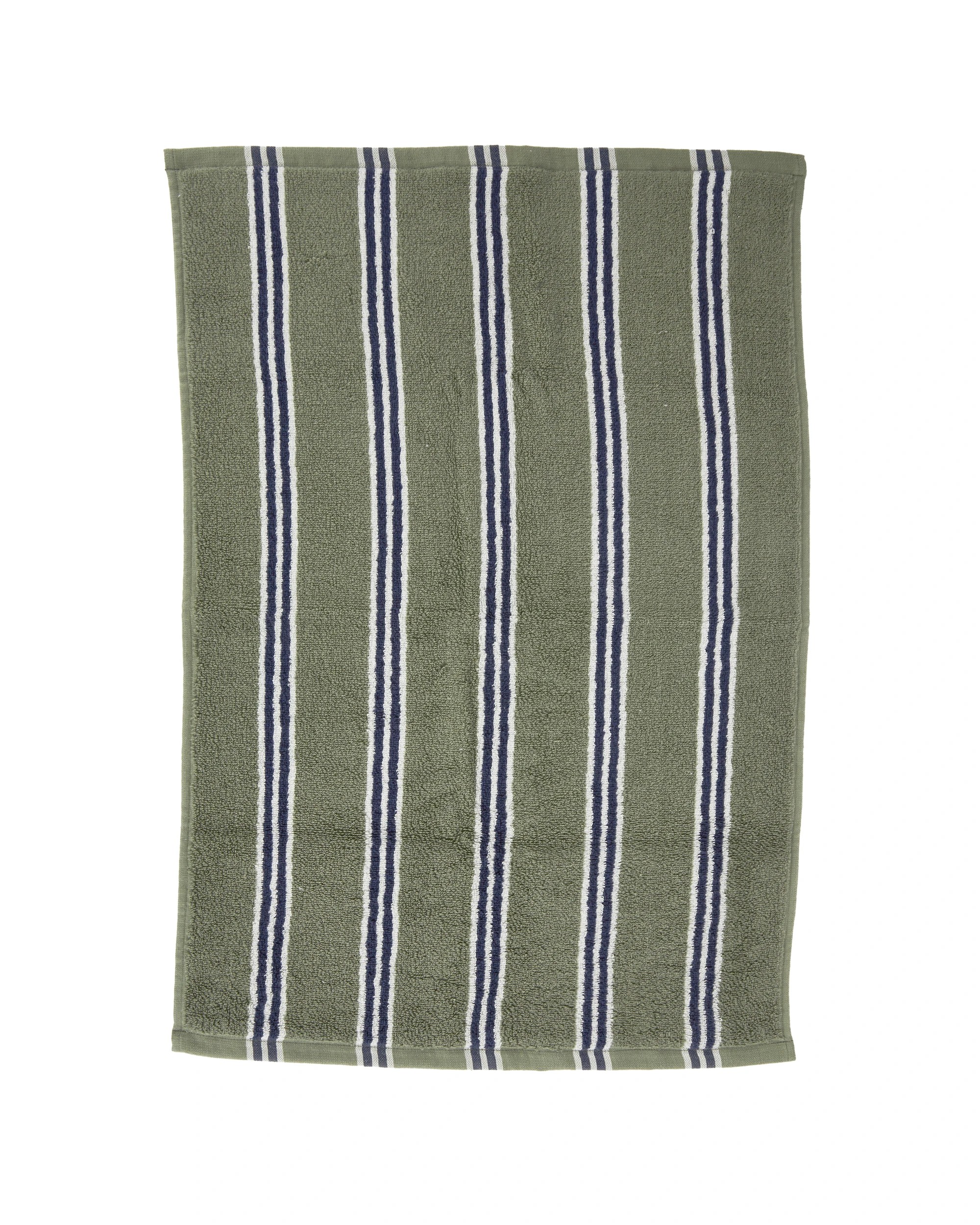 3 Stripe Cotton Hand Towel - Green, 3 of 5