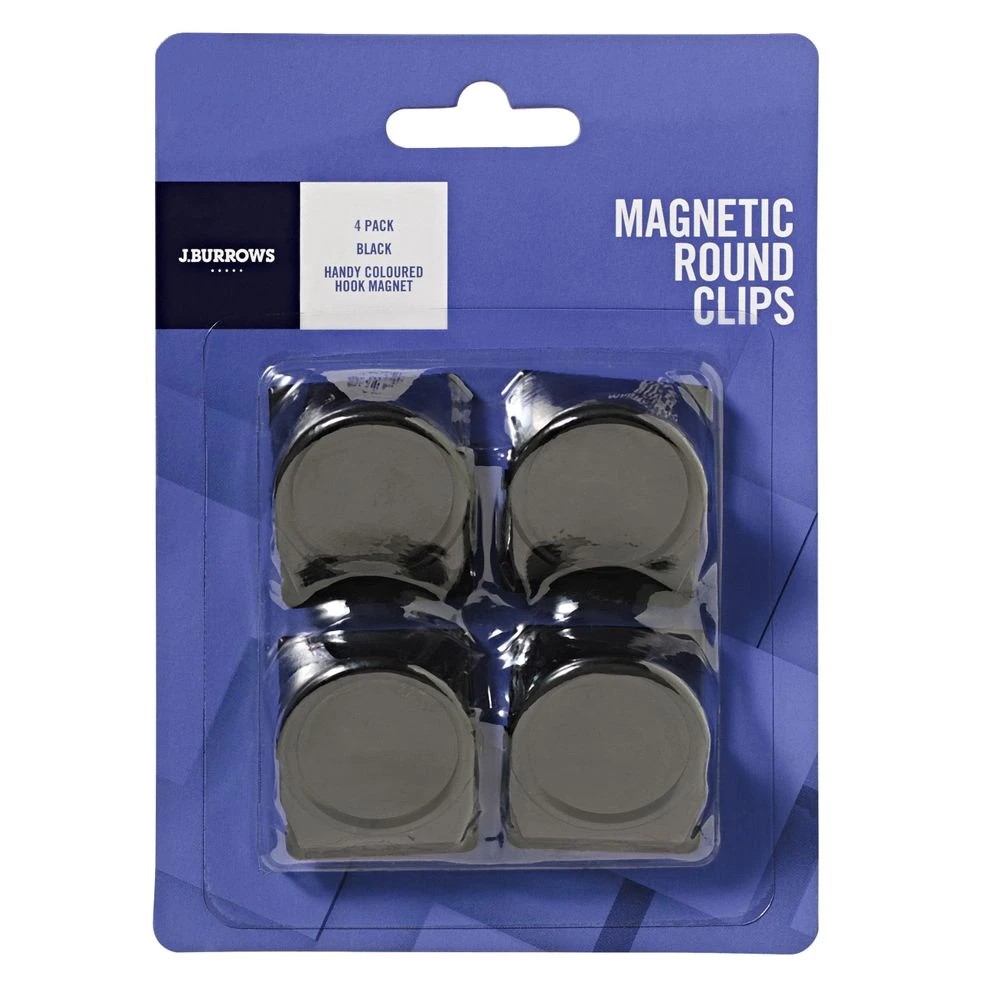 2 J.Burrows Magnetic Clips Round Black 4 Pack, 2 of 4