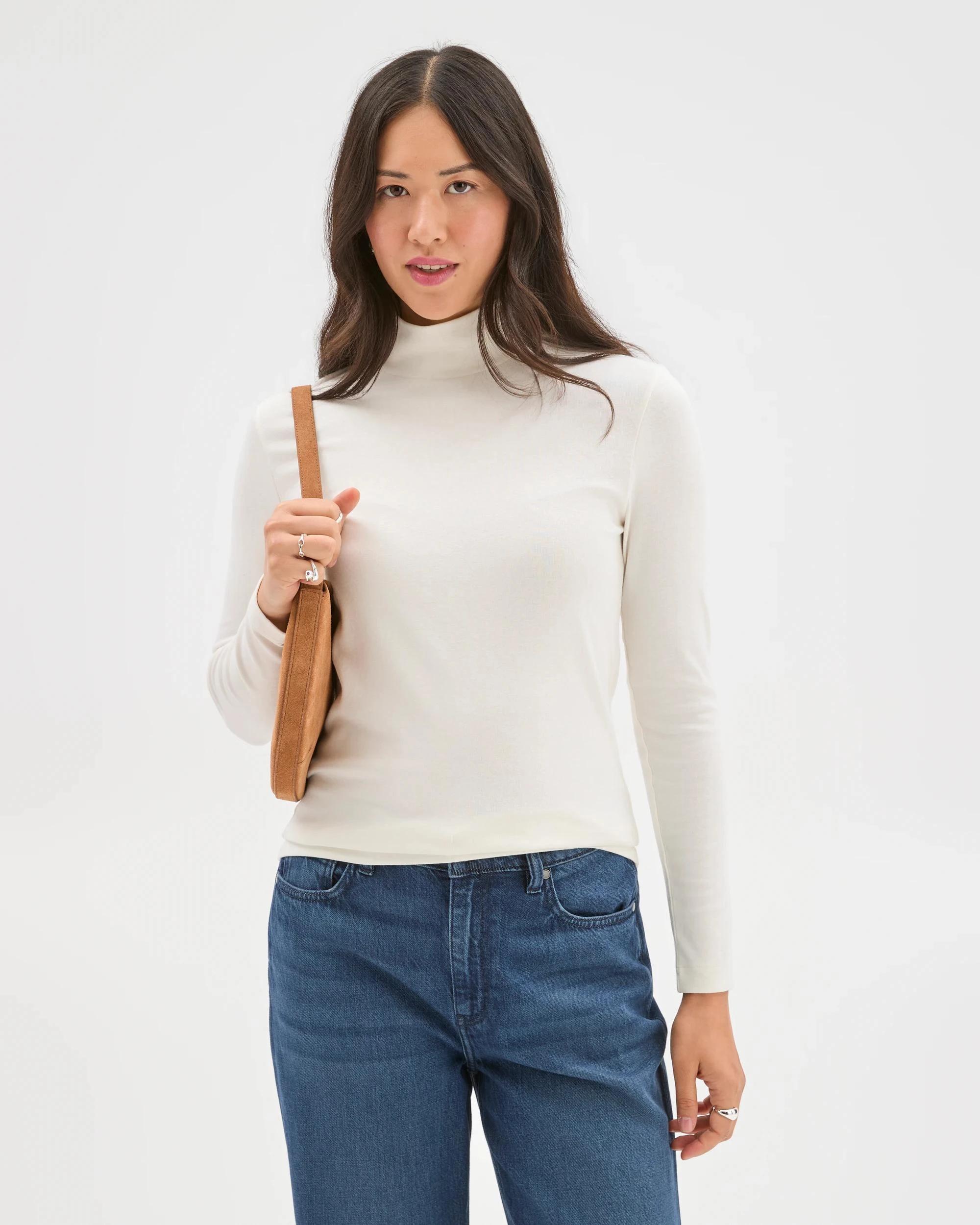 1 Target Woman Soft Touch Long Sleeve Skivvy Top CLOUD DANCER, 1 of 6