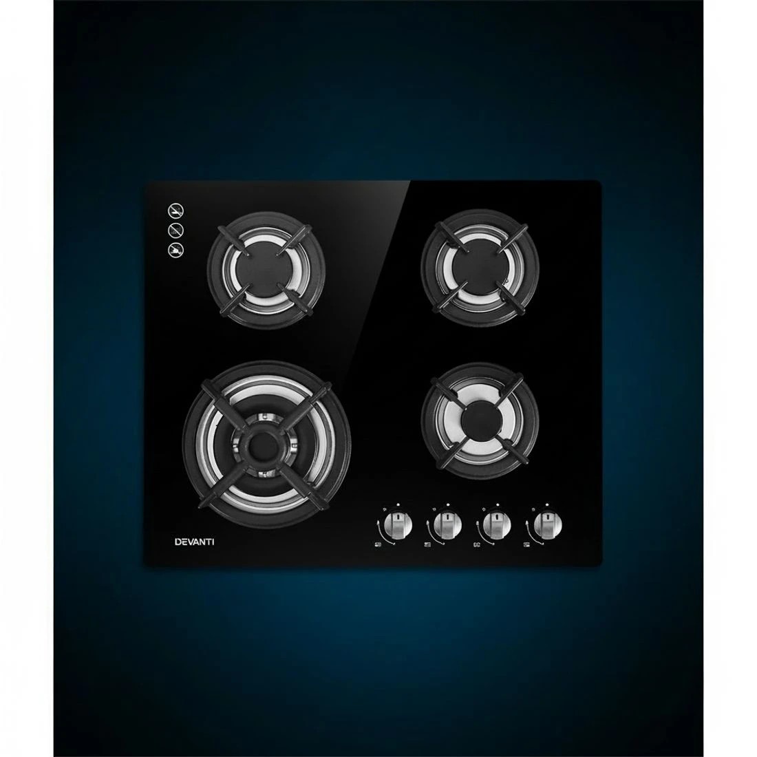 5 Devanti Gas Cooktop 60cm 4 Burner - Black, 5 of 7