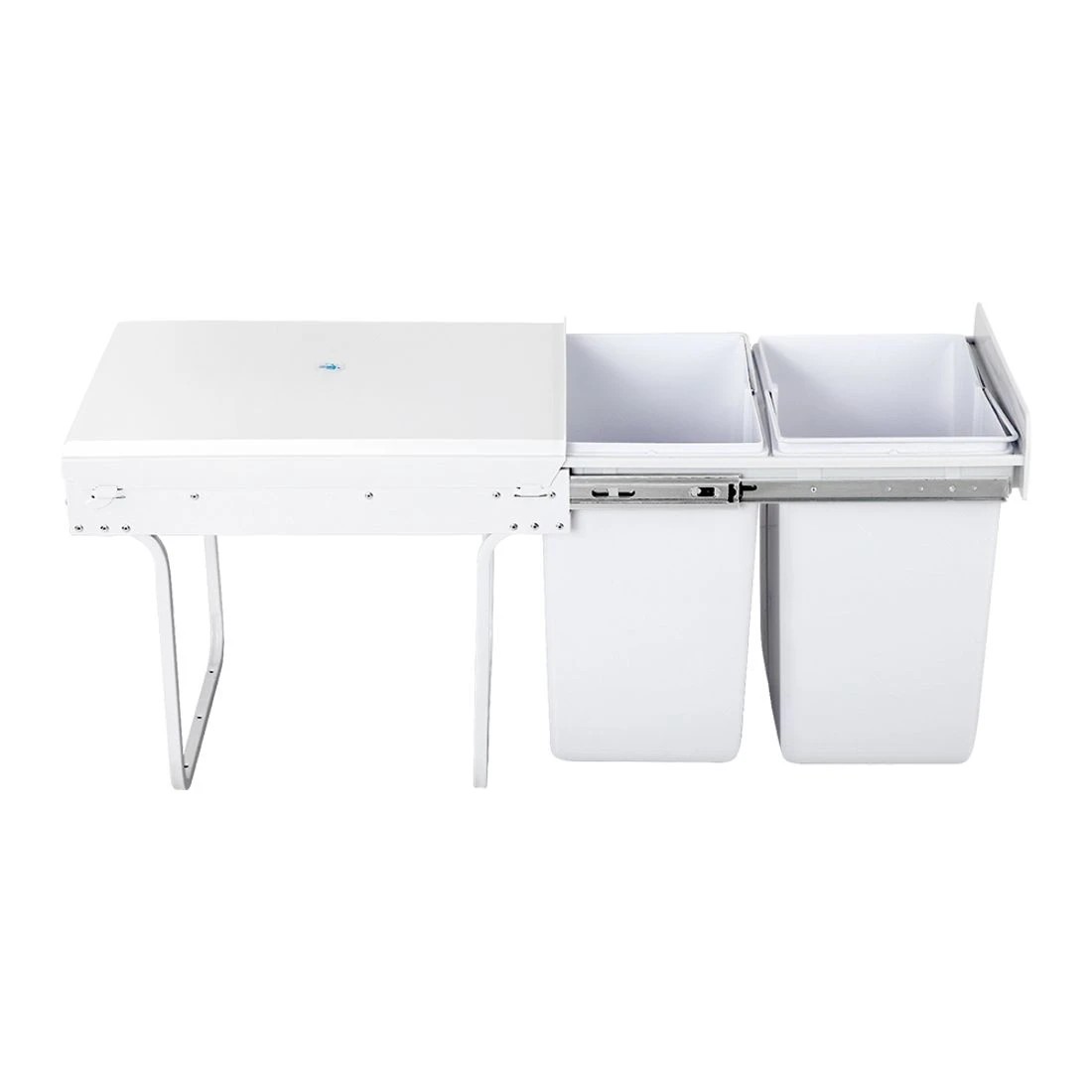1 Cefito Pull Out Bin Kitchen Double Basket 2X20L - White, 1 of 7