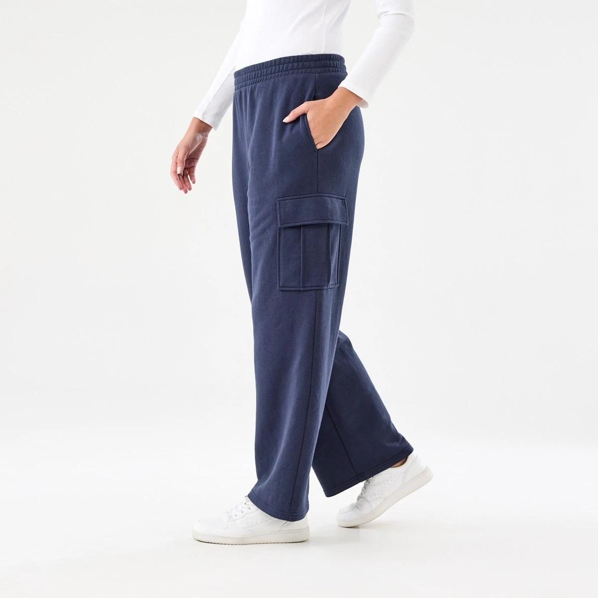 2 Cargo Wide Leg Trackpants Fluid Navy, 2 of 6