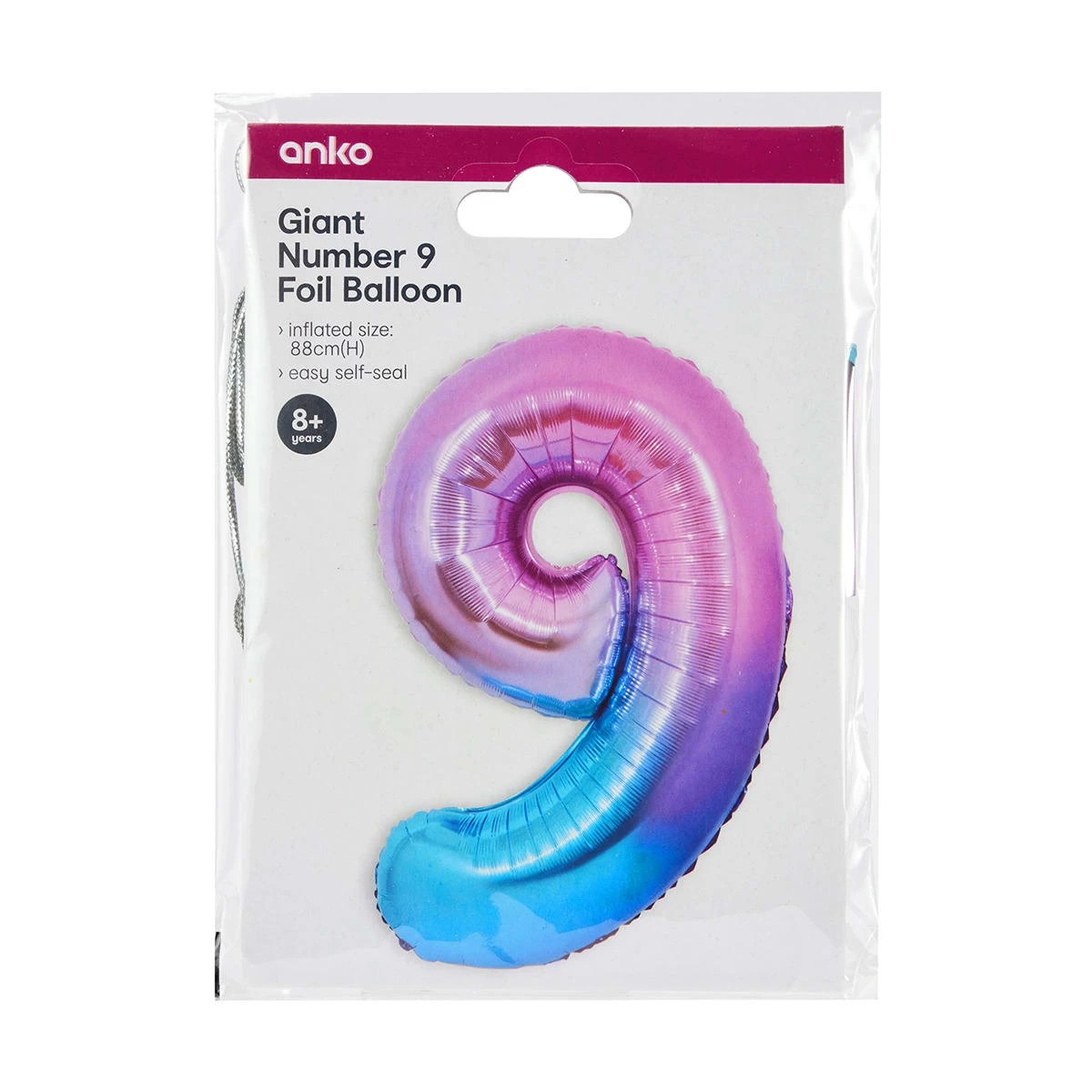 4 Giant Number 9 Foil Balloon, 4 of 4