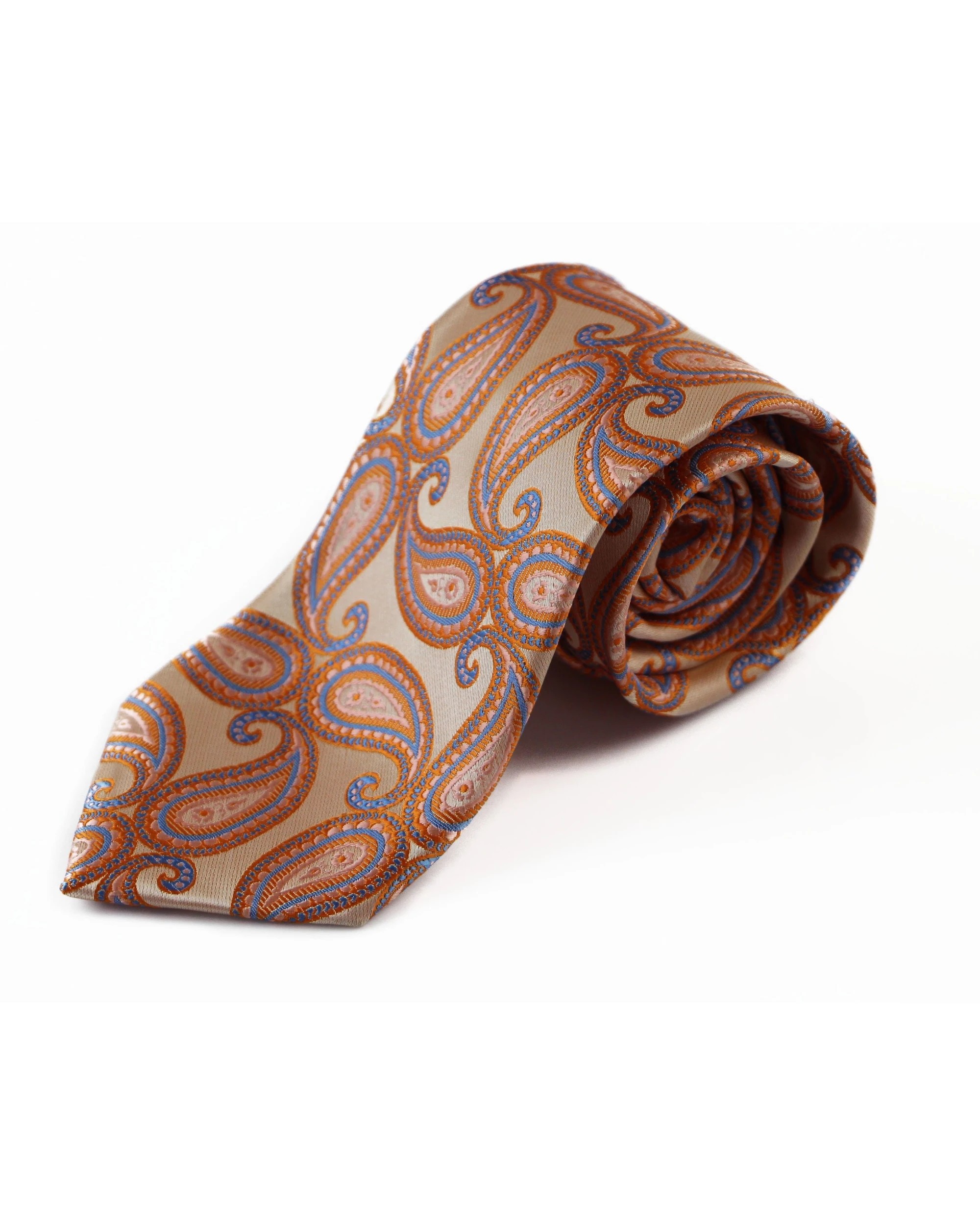 2 Zasel Mens Orange & Blue Paisley Patterned 8cm Neck Tie, 2 of 2