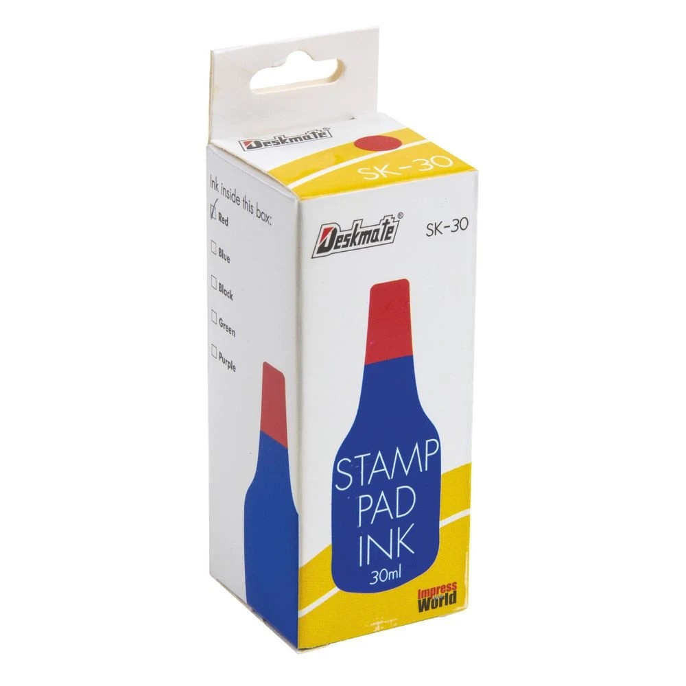 2 Deskmate Stamp Pad Refill Ink 30mL Red, 2 of 2
