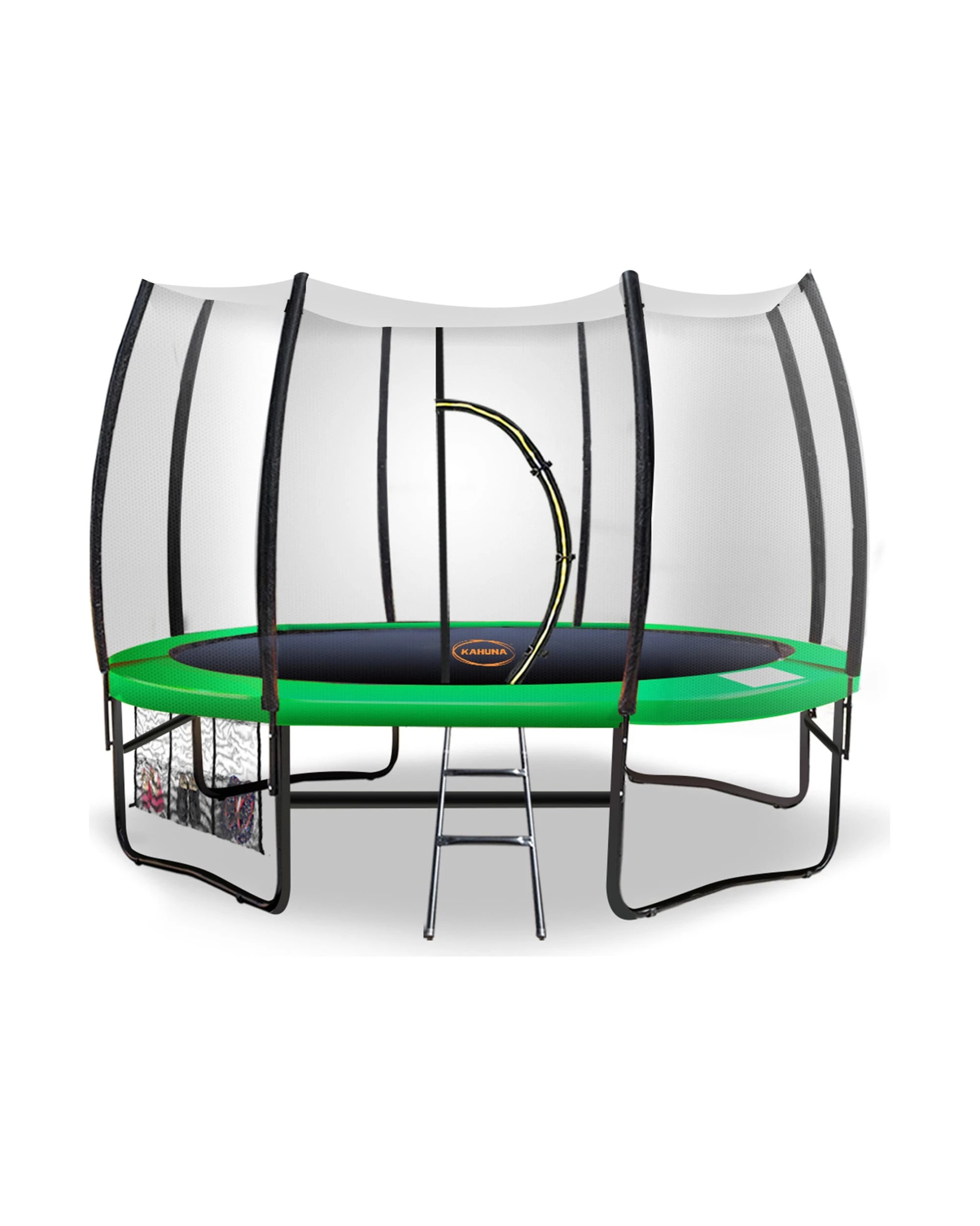 1 Kahuna Twister 10ft Springless Trampoline with Basketball Set - Green, 1 of 7