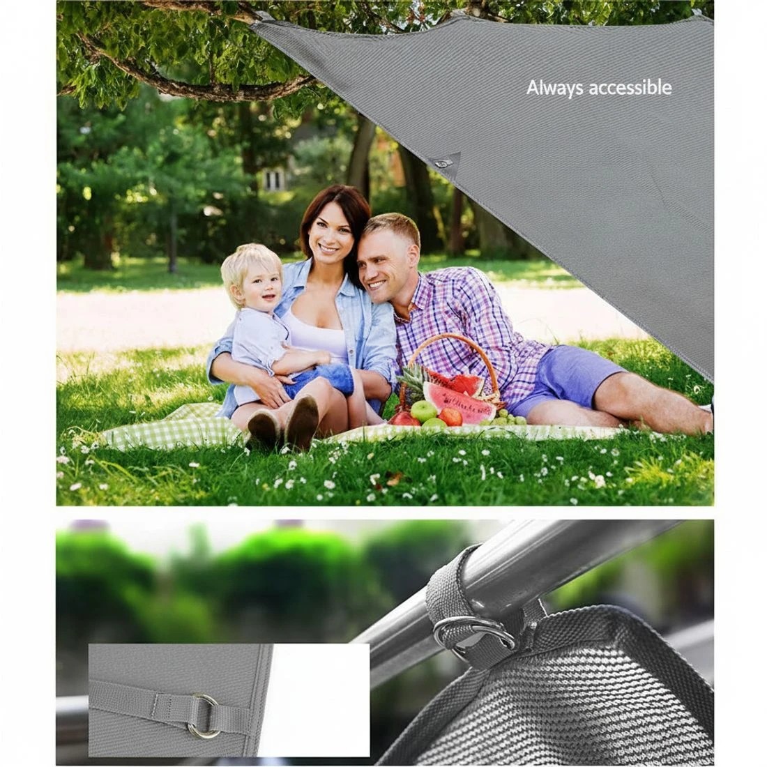 4 Caravan Privacy Screen Roll Out Awning 1.95 x 2.2M Sun Shade End Wall Side - Grey, 4 of 4