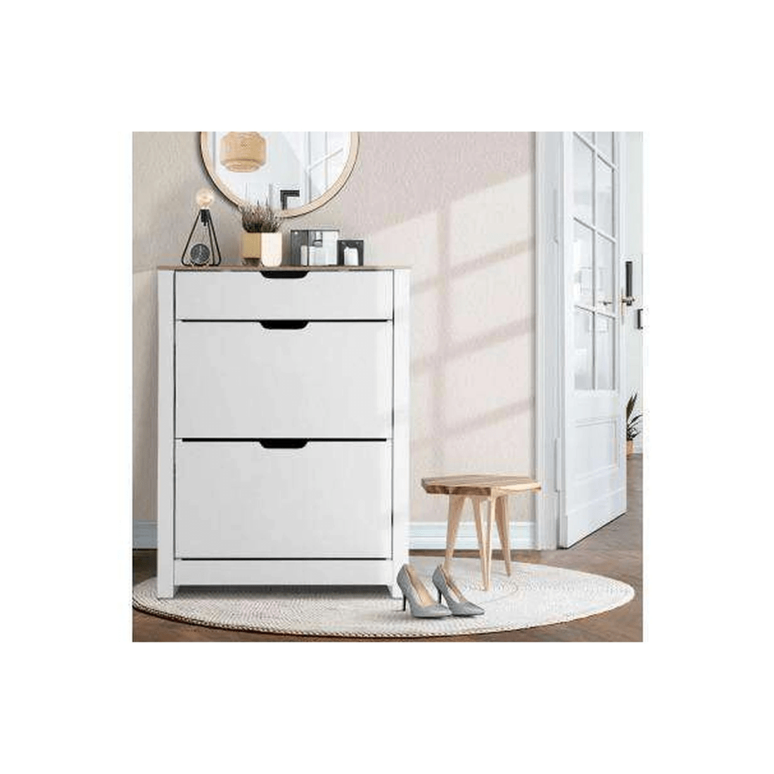 7 Shoe Cabinet Rack Storage Organiser Cupboard Shelf Drawer 16 Pairs White - White, 7 of 7