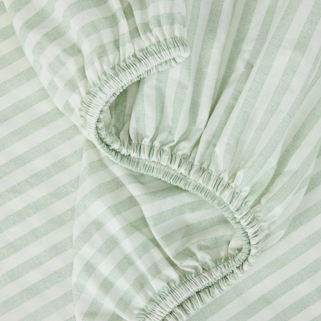 3 250 Thread Count Stripe Cotton Sheet Set - Double Bed, Sage, 3 of 7