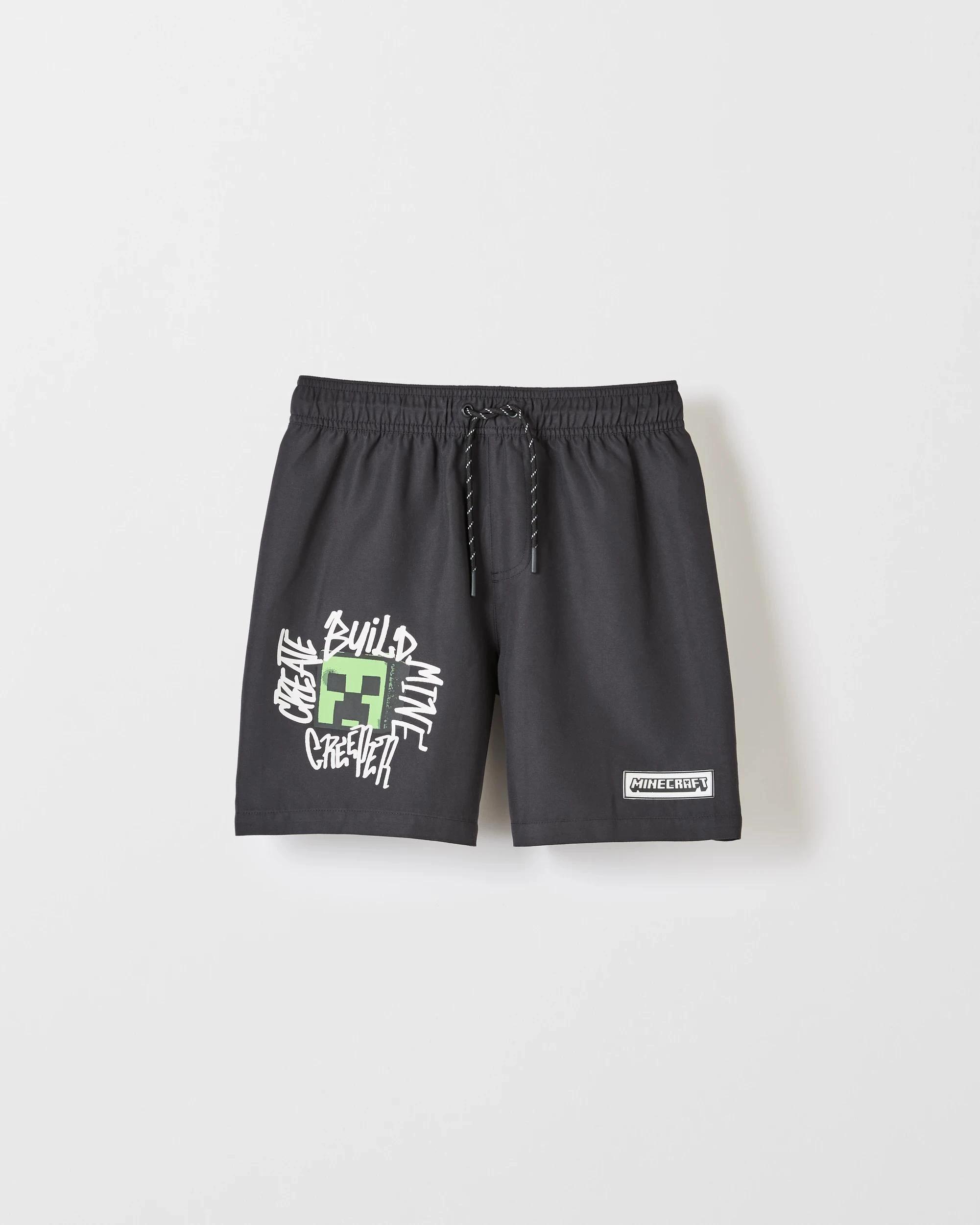 1 Minecraft Swim Boardshorts CHARCOAL, 1 of 3