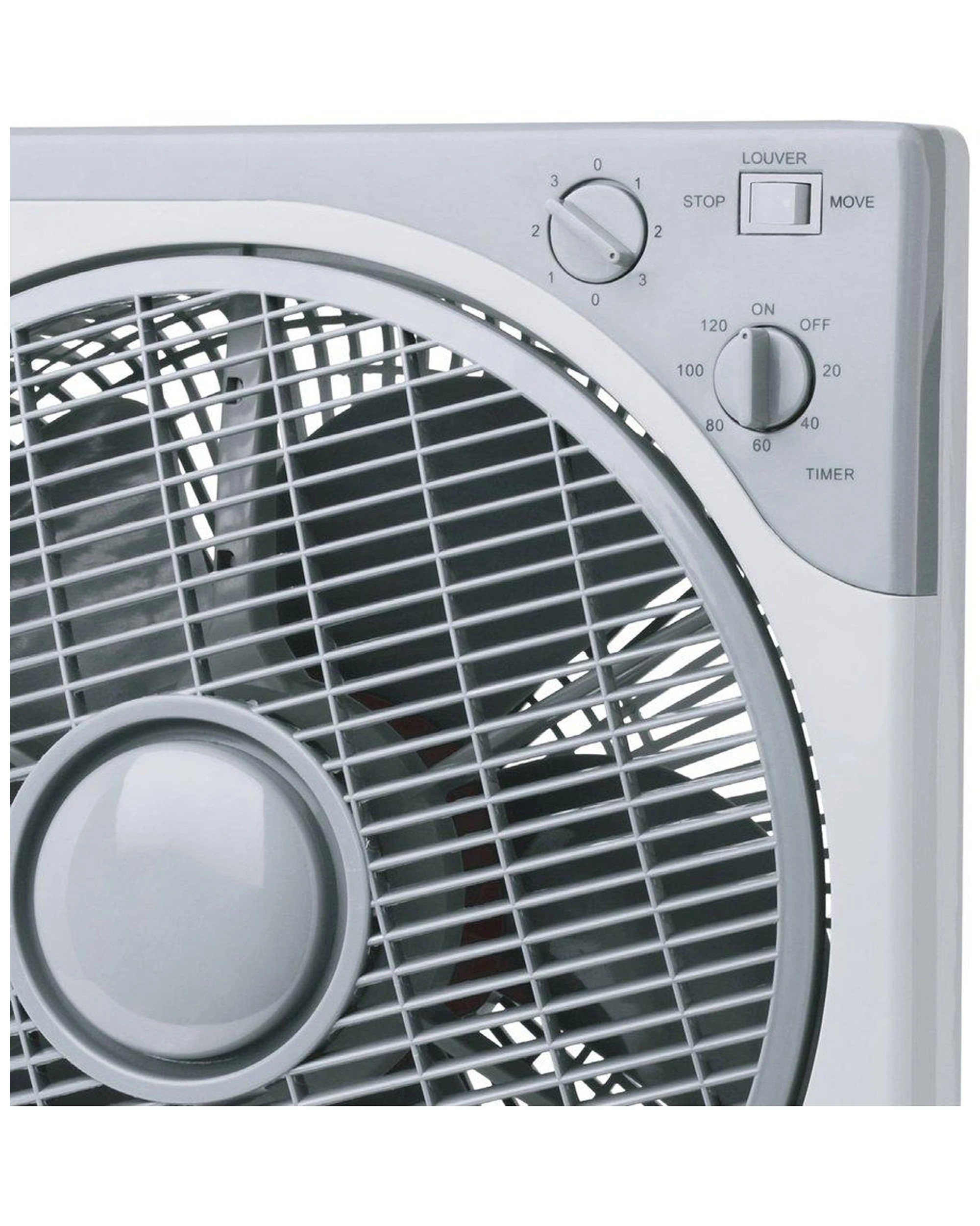 3 Heller 30cm Box Fan 3 Speed/timer/rotating Louvres Floor Air Cooler/cooling
 - Grey, 3 of 3