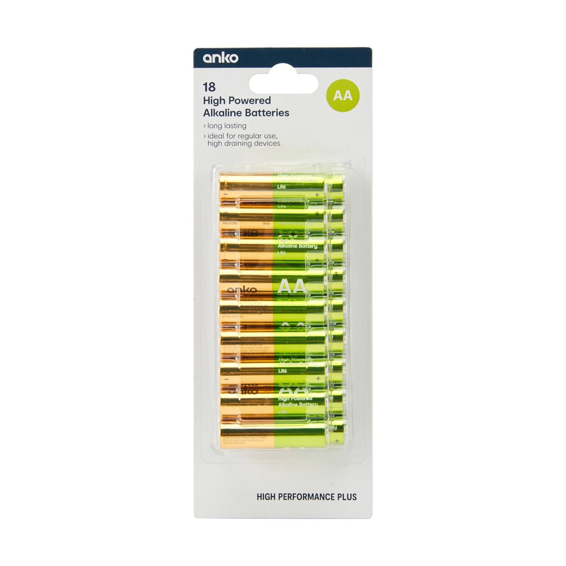 1 18 Pack High Powered AA Alkaline Batteries, 1 of 5