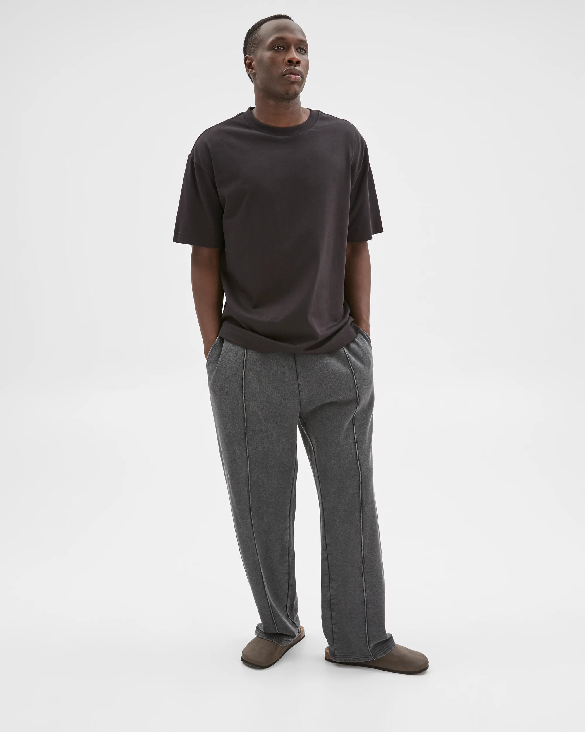1 Commons Australian Cotton Blend Loose Uncuffed Trackpants WASHED BLACK, 1 of 6
