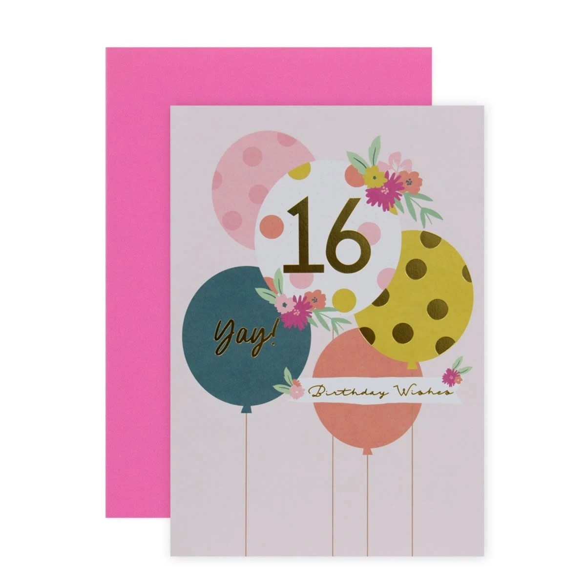 1 Connections from Hallmark 16th Birthday Card - Chic Balloons & Florals, 1 of 3