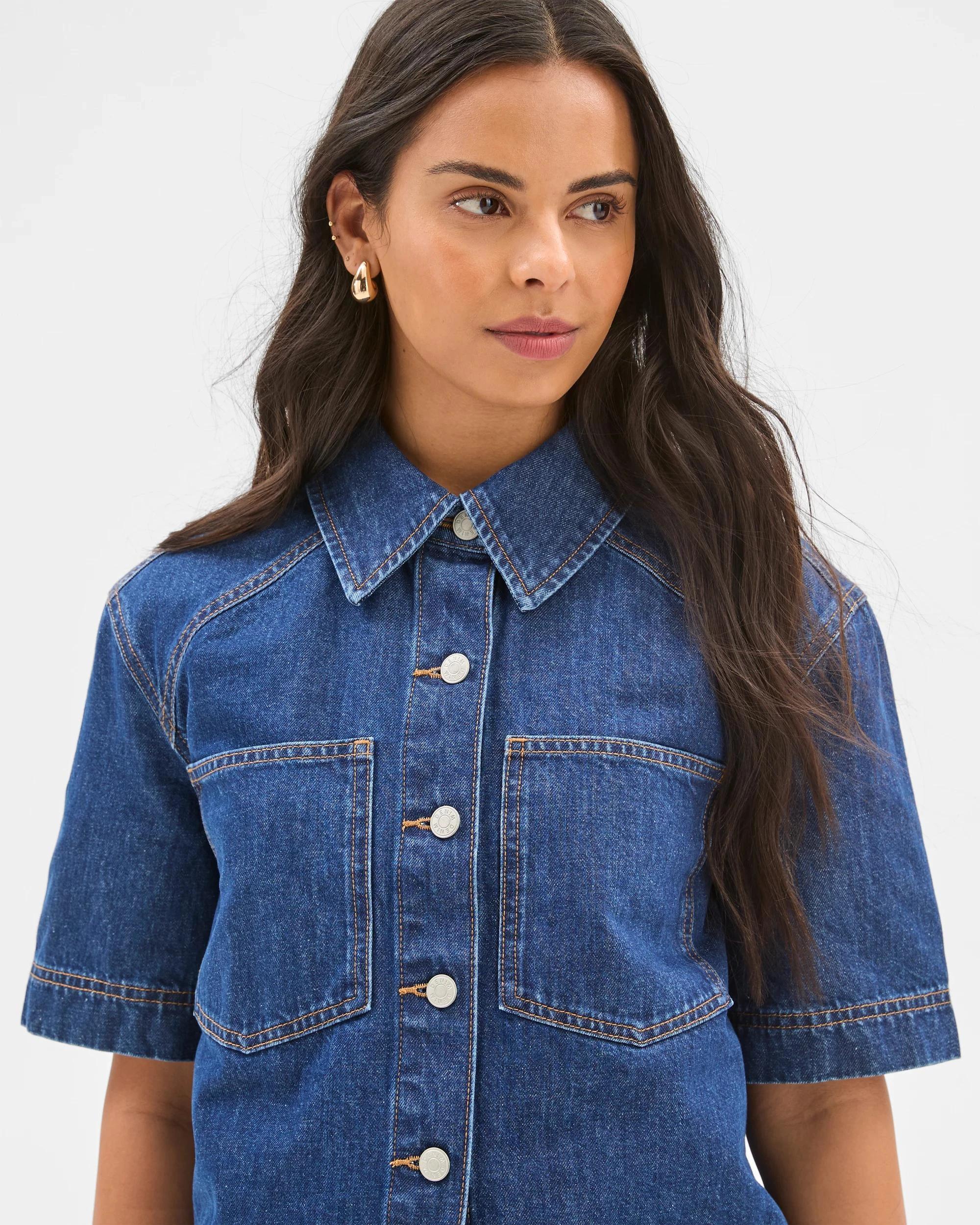 3 Target Raglan Denim Shacket 70'S INDIGO, 3 of 5