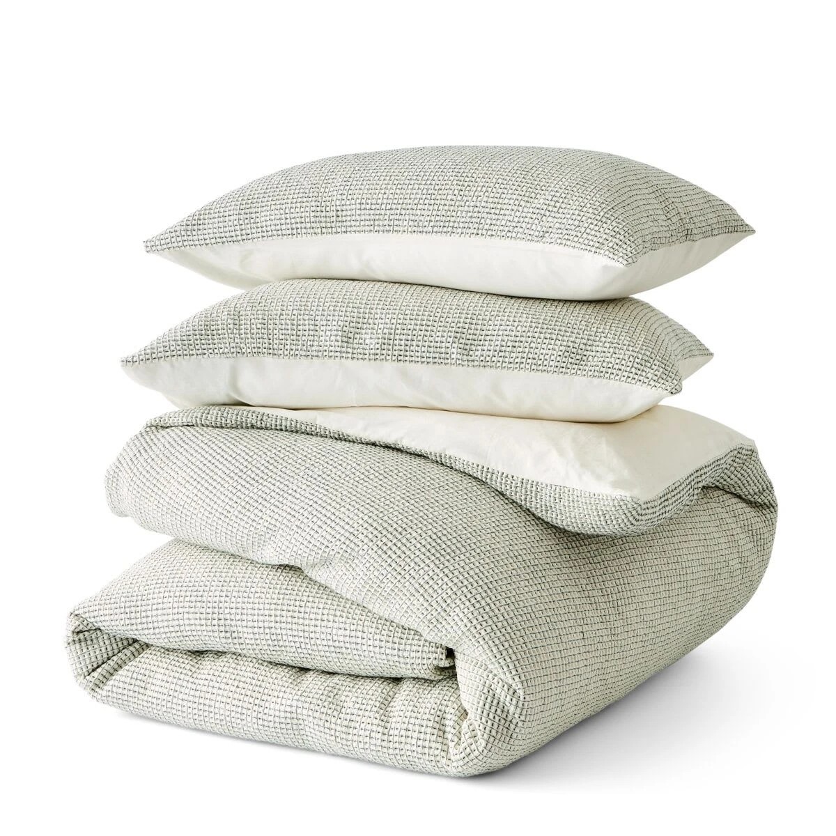 5 Mini Waffle Cotton Quilt Cover Set - King Bed, Green, 5 of 6